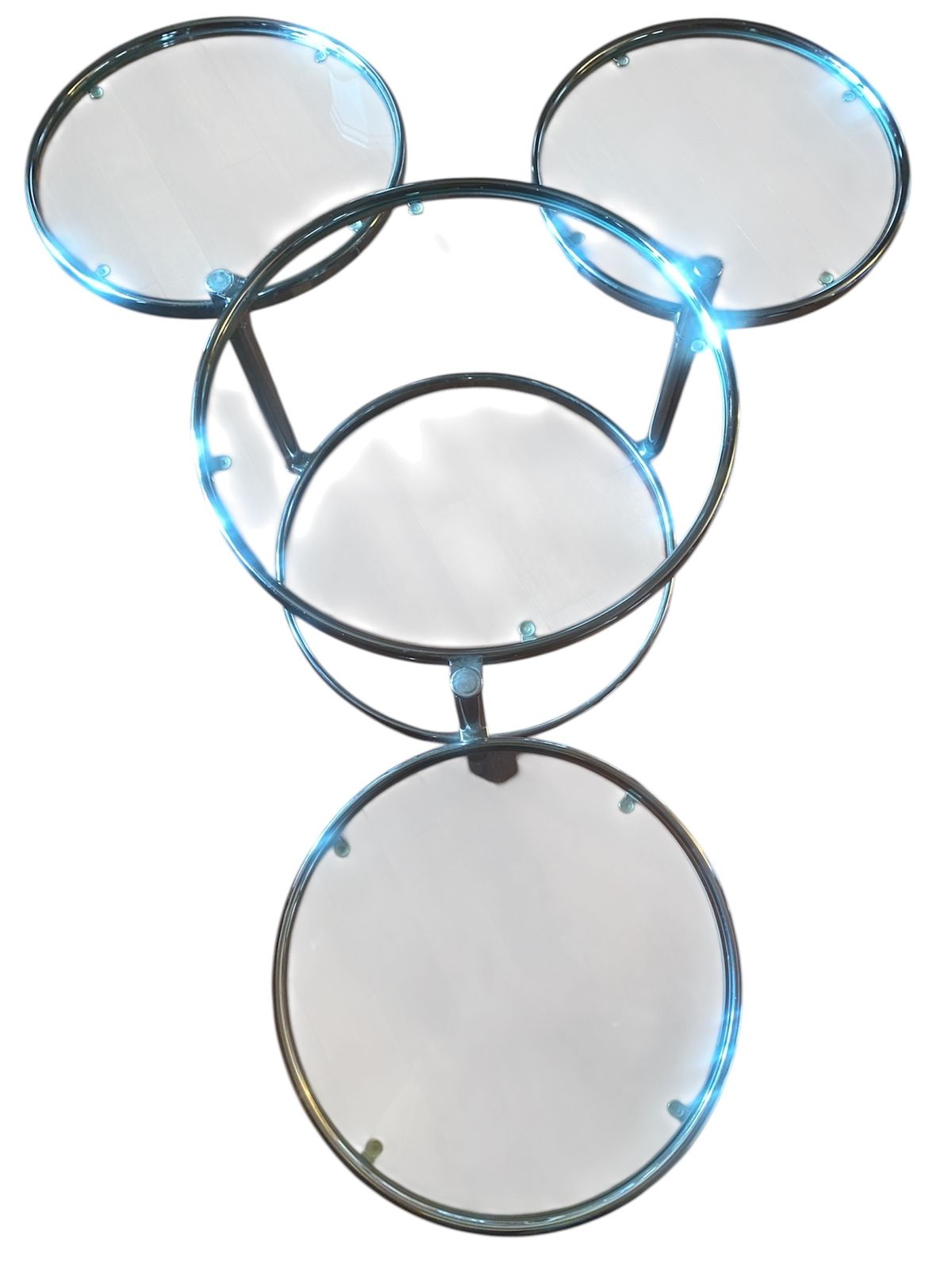 Leitmotiv ‘Triple Swivel’ Chrome And Glass Table photo furniture