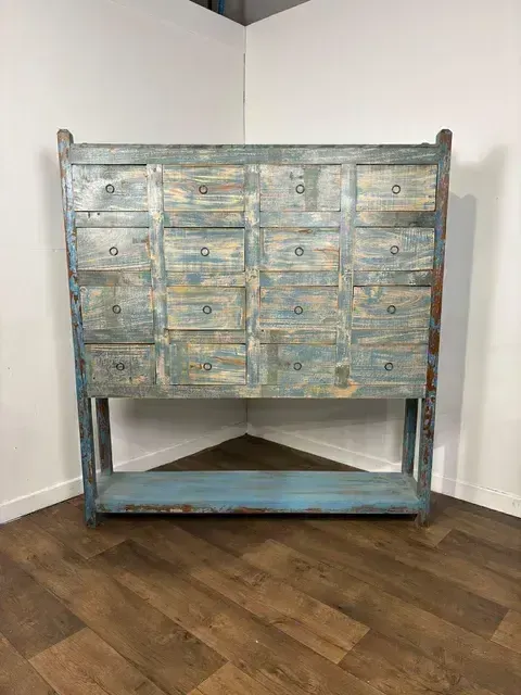 Large Rustic 16 Drawer Reclaimed Wooden Unit photo for sale
