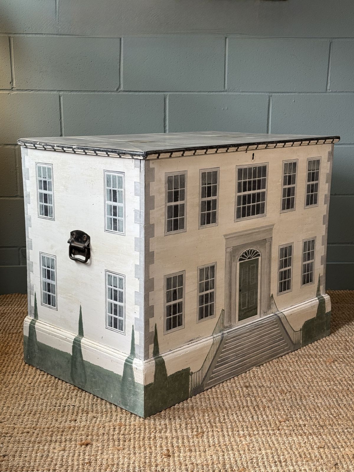 A Victorian Blanket Box Painted In The Style Of A Country Manor House photo Furniture