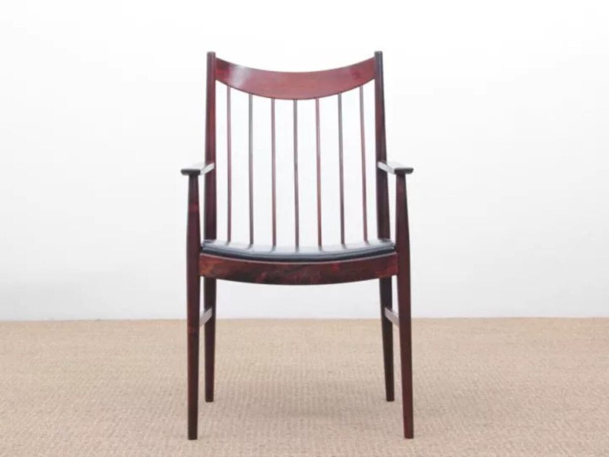 Paire de fauteuils et table d'appoint danois en palissandre et cuir, par Arne Vodder pour Sibast, 1960. photo furniture