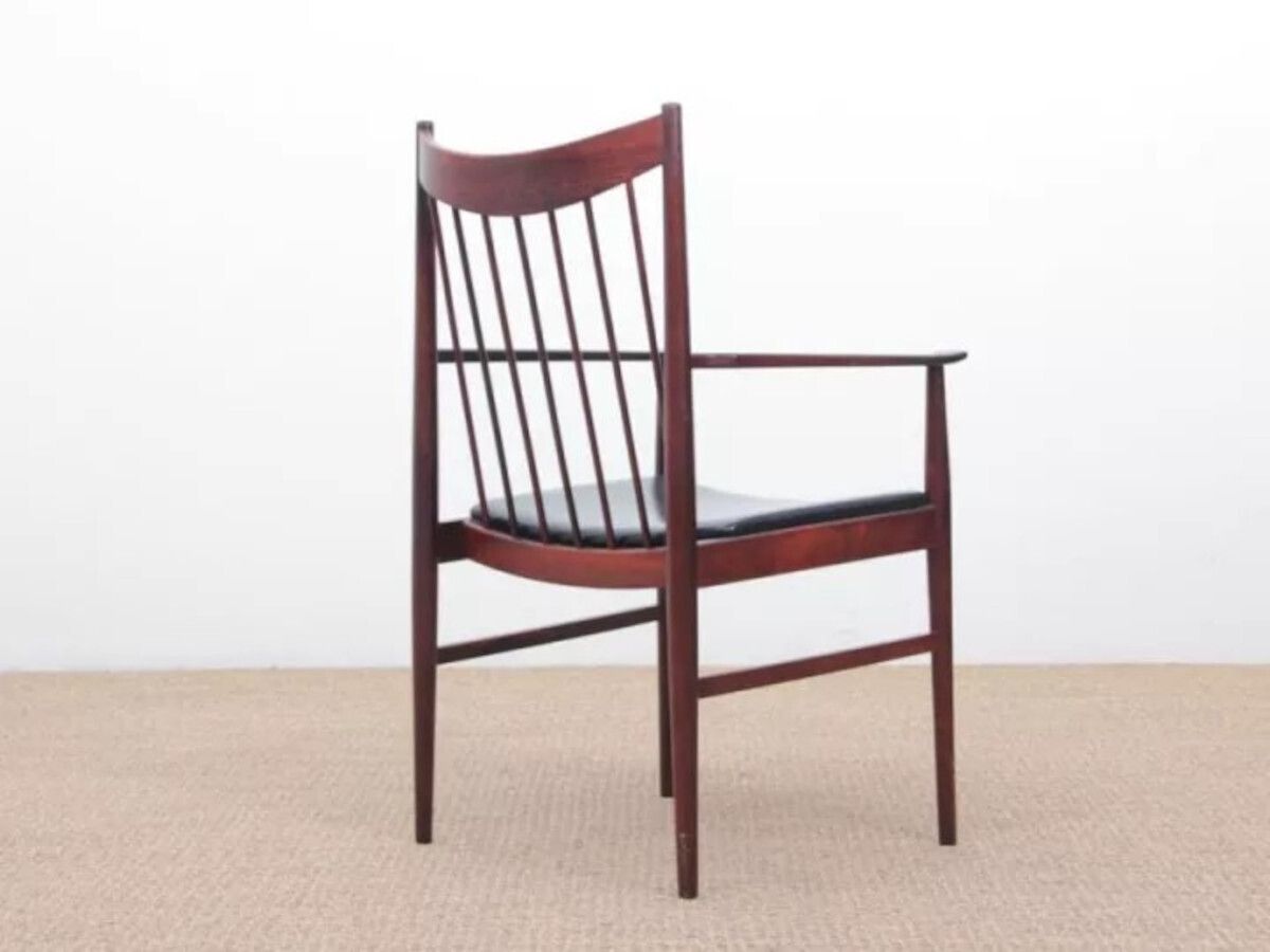 Paire de fauteuils et table d'appoint danois en palissandre et cuir, par Arne Vodder pour Sibast, 1960. photo 4000.0