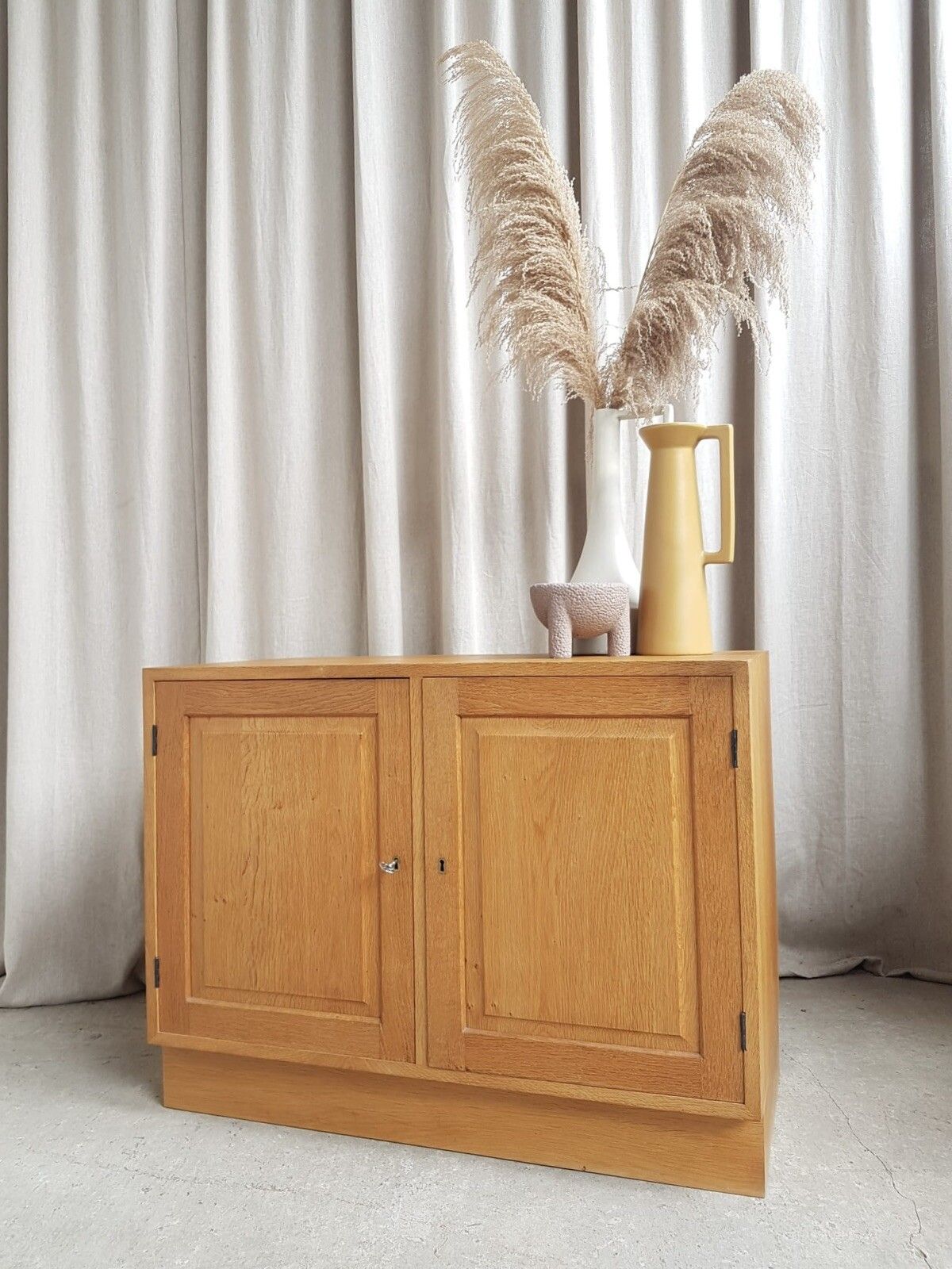 Vtg Mid Century Danish Oak Compact Sideboard Media Cabinet Scahdi Retro R516 photo for sale