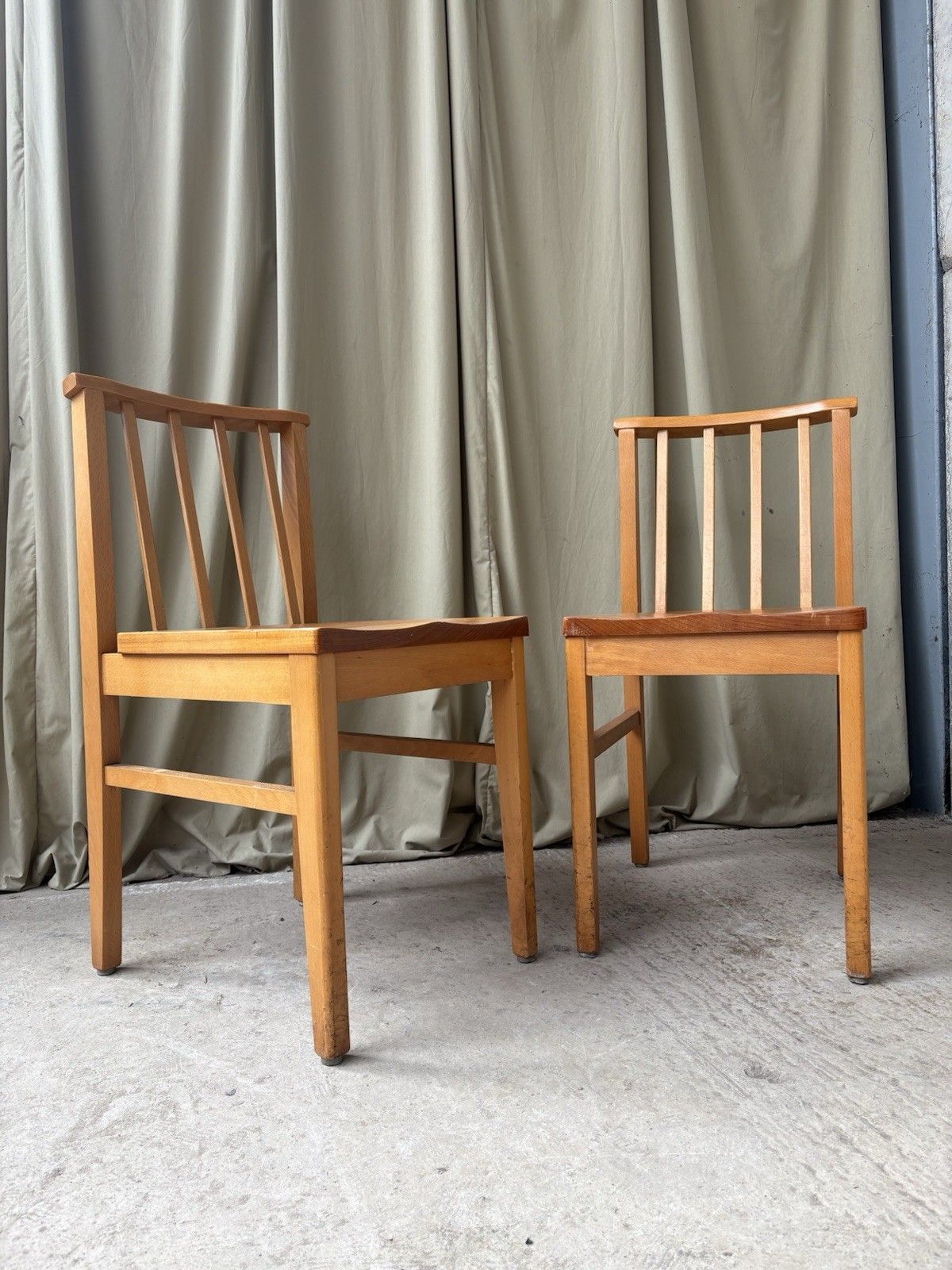 Vtg Mid Century 2 Pair Of Solid Beech Church Dining Chairs Scandi Danish R1181 photo furniture