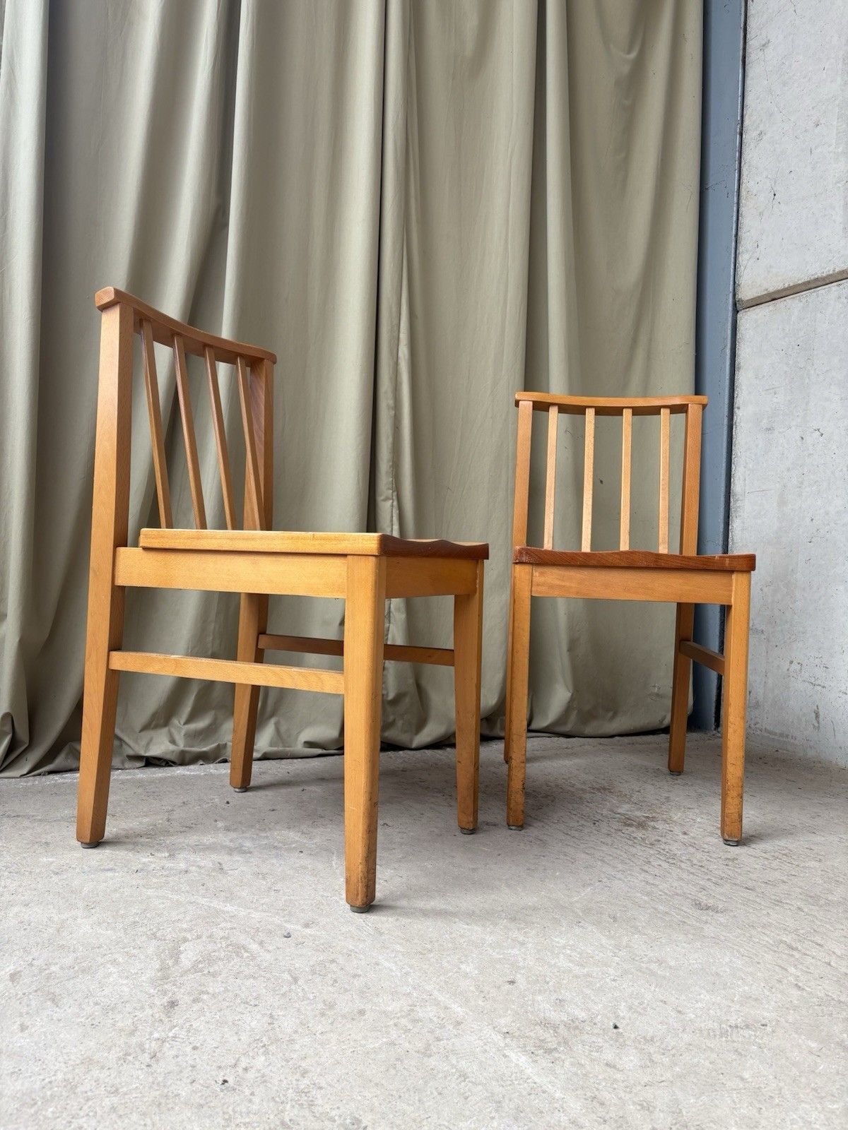 Vtg Mid Century 2 Pair Of Solid Beech Church Dining Chairs Scandi Danish R1181 photo 125.0