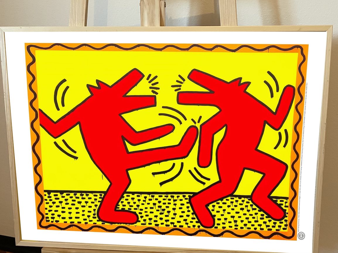 Keith Haring – “Dancing Dogs” Framed Pop Art Print photo furniture