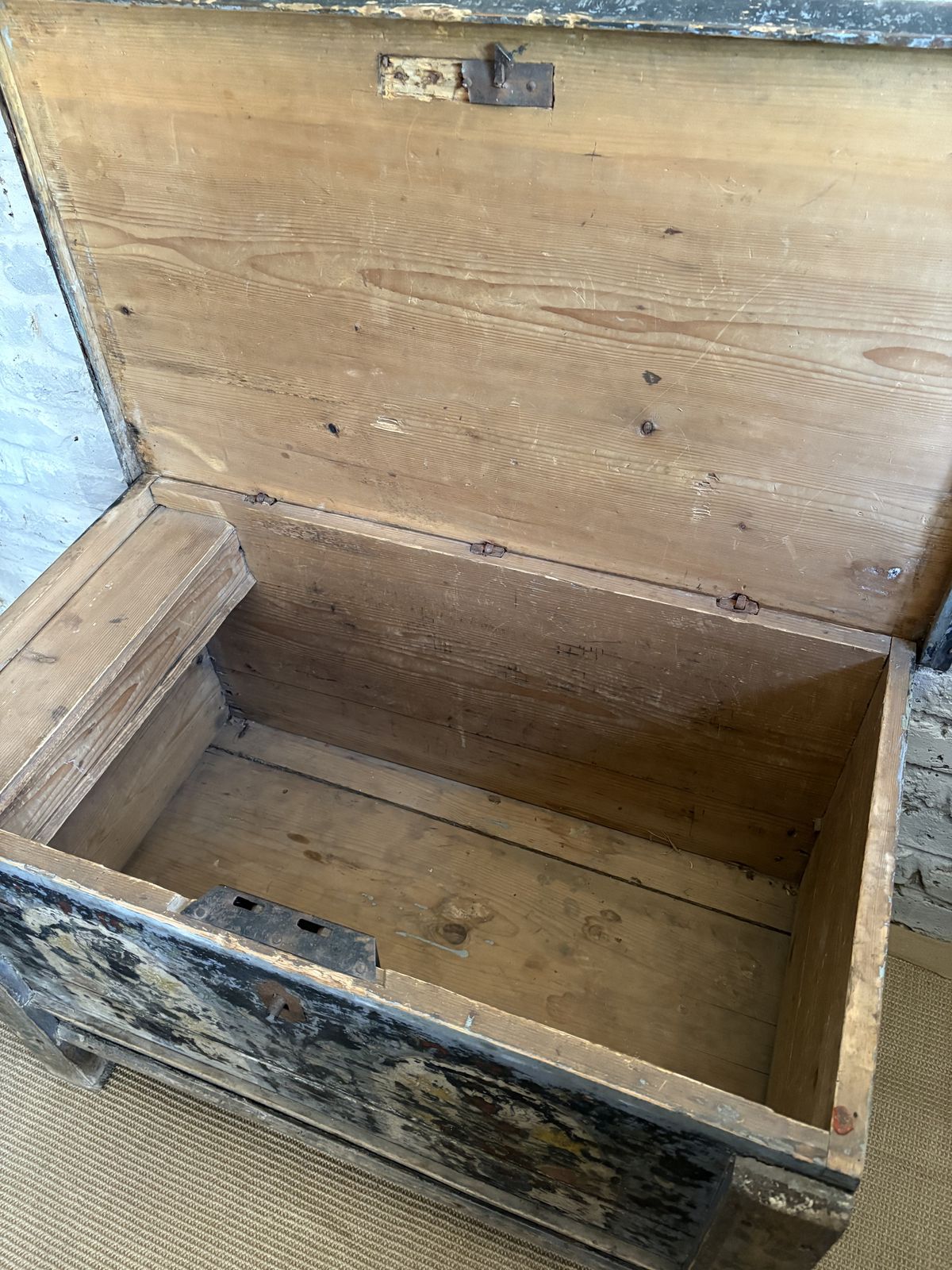 Antique French Folk Art Painted Chest photo vintage