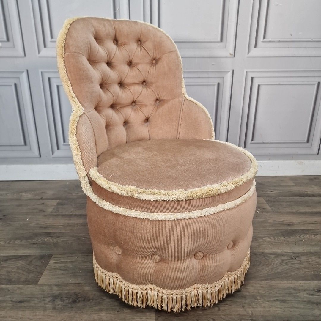 Vintage Sherborne Tub Chair Button Back Upholstered Armchair Bedroom Seat Retro photo furniture