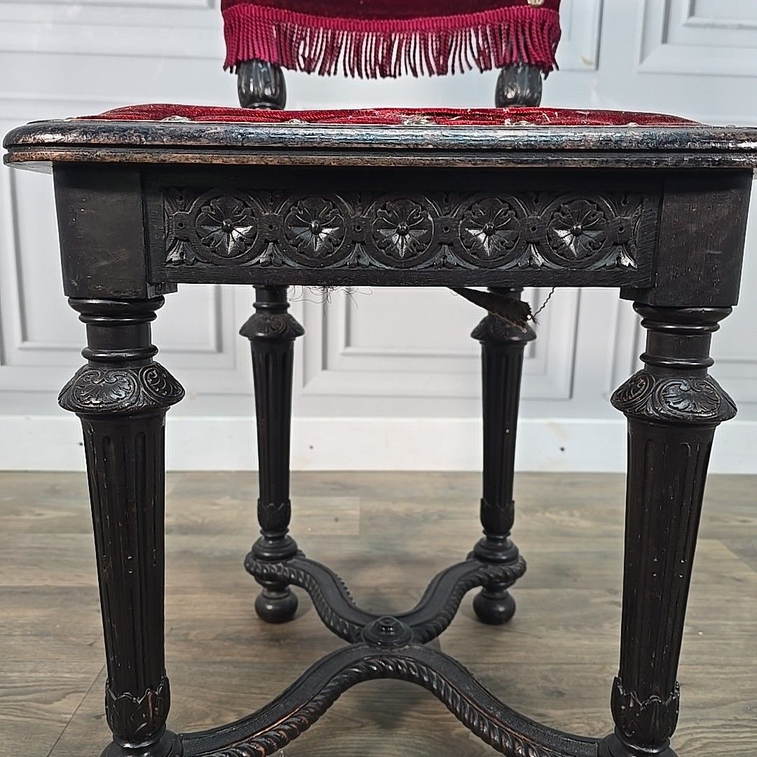 Antique Victorian Bedroom Chair Carved Ebonised Side – Renaissance Style Wooden photo buy