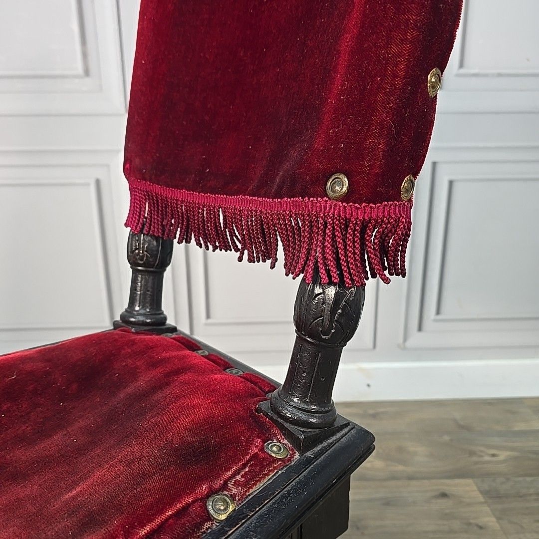 Furniture Antique Victorian Bedroom Chair Carved Ebonised Side – Renaissance Style Wooden photo