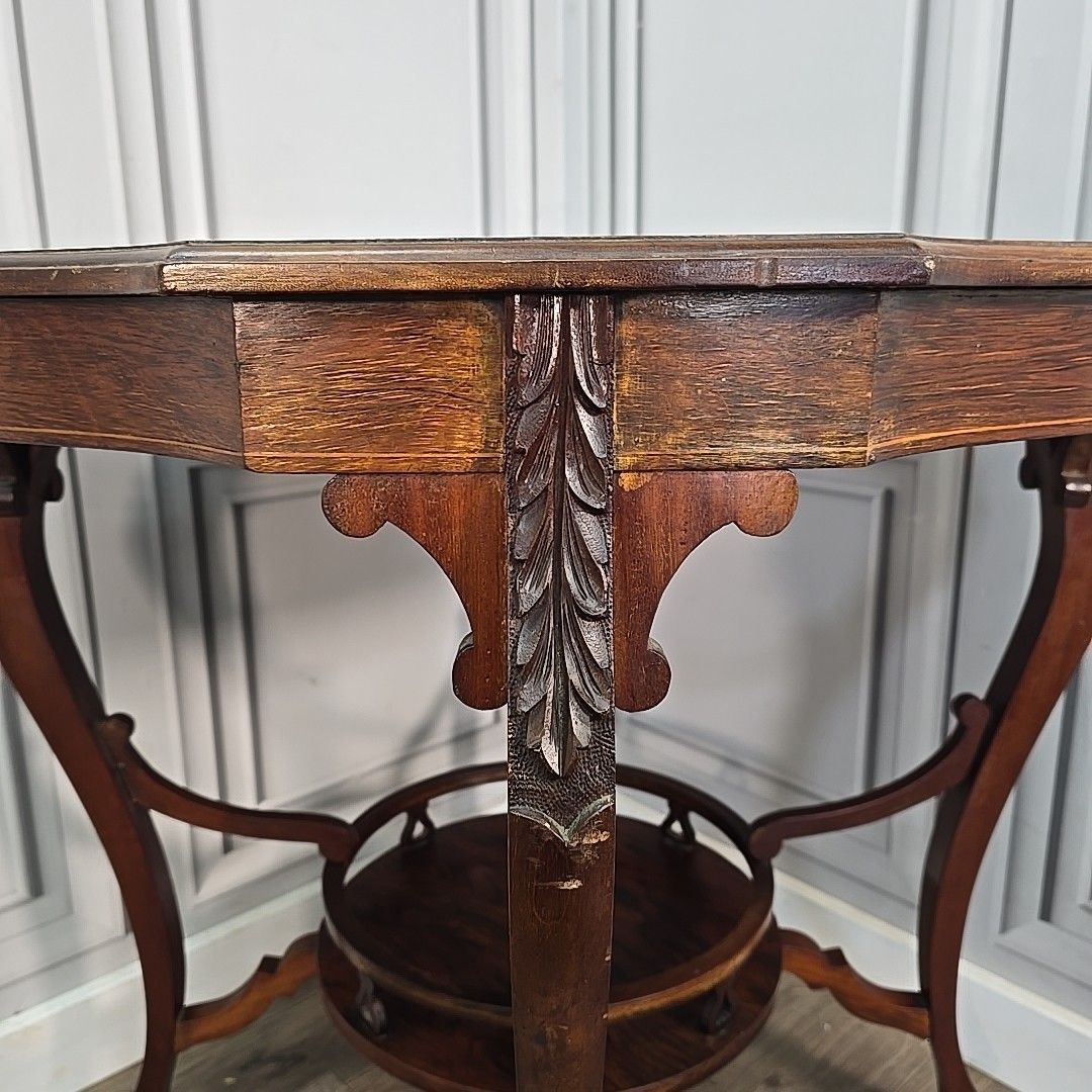 Furniture Antique Aesthetic Movement Table – Inlaid Window Side Centre End Table Wooden photo