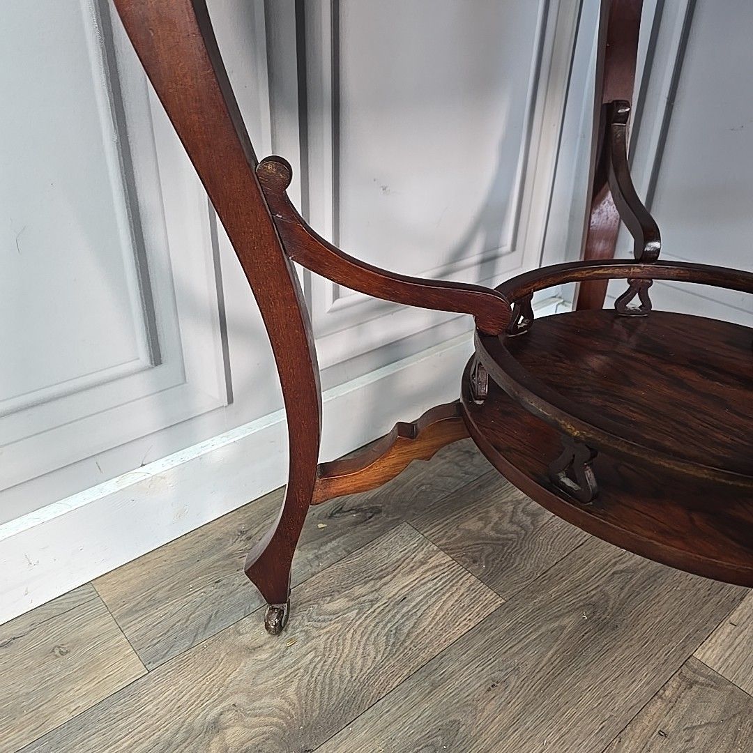280.0 Antique Aesthetic Movement Table – Inlaid Window Side Centre End Table Wooden photo