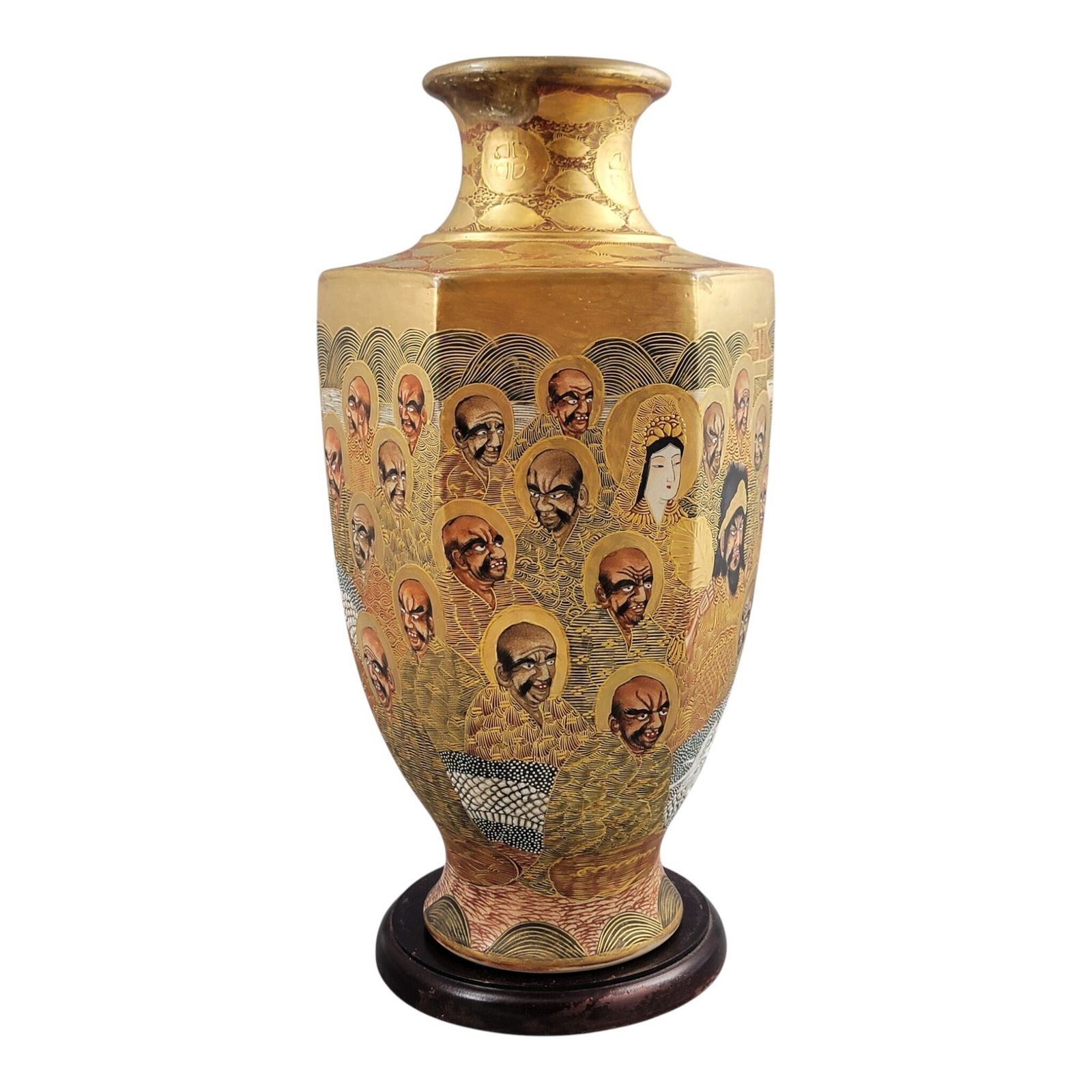 Large Meiji Period Japanese Satsuma Vase By Hotoda With 1000 Arhats And Dragon photo vinterior