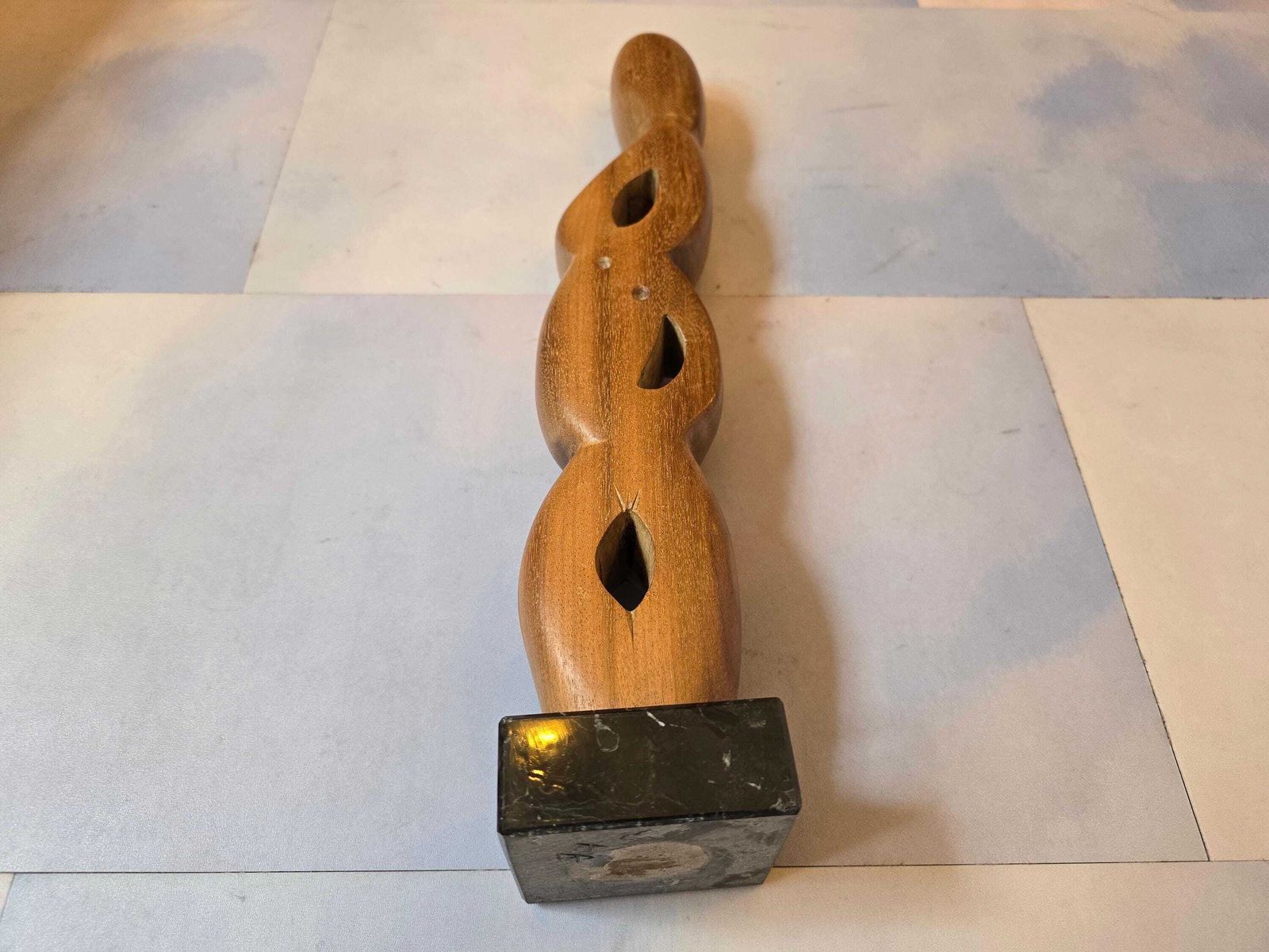 photo vintage Paul Benyovits Female Form Wood And Marble Sculpture (1999)   Cornish Artist