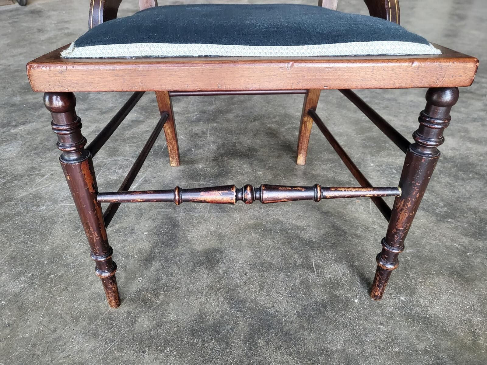 Antique Edwardian Small Bedroom Bathroom Inlaid Chair photo for sale