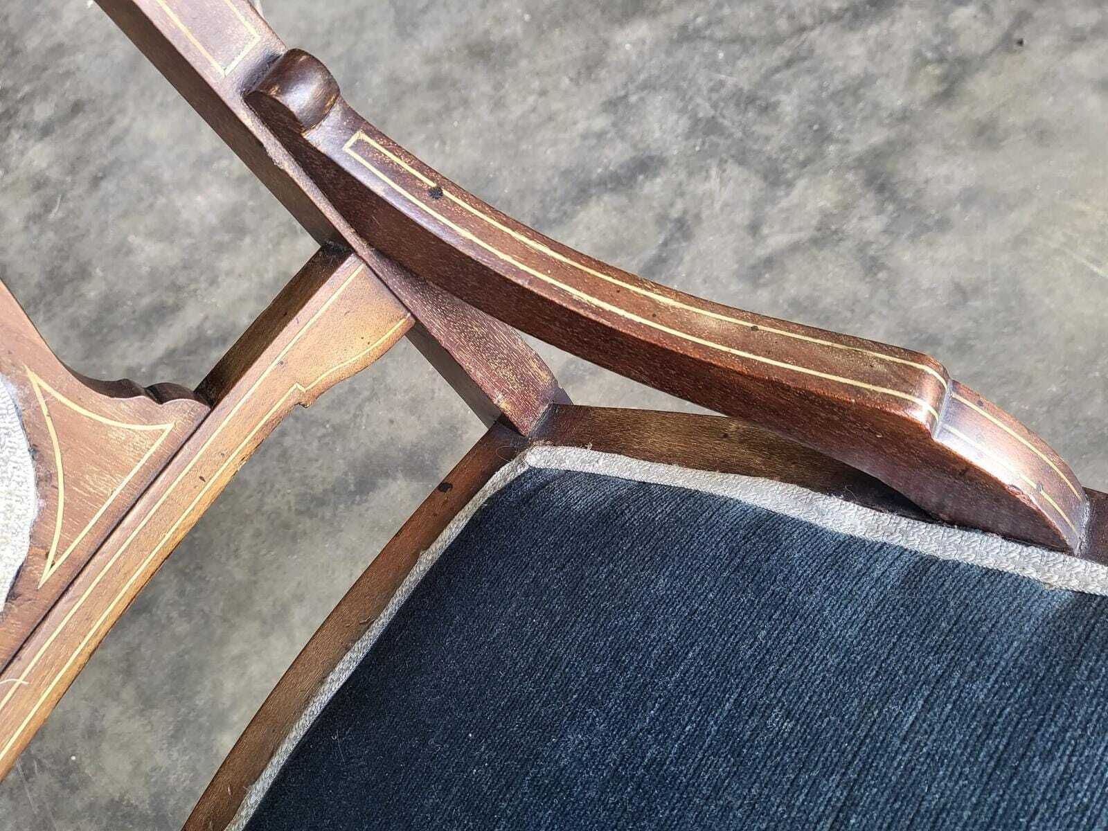 photo furniture Antique Edwardian Small Bedroom Bathroom Inlaid Chair