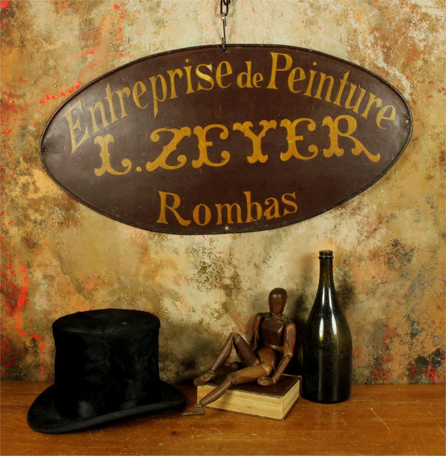 Antique French Painter Tradesman Sign. Entreprise De Peinture. Rombas. photo vinterior