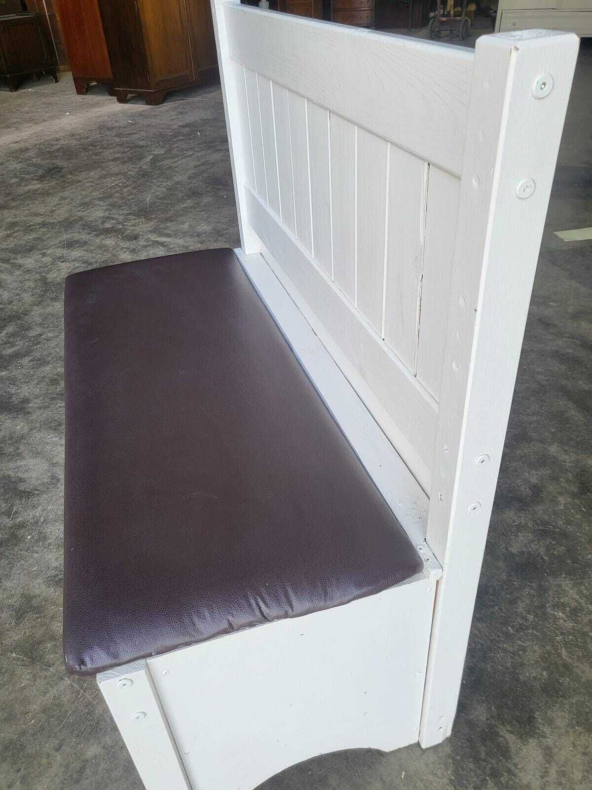 photo furniture Small White High Back Storage Bench Hall Seat