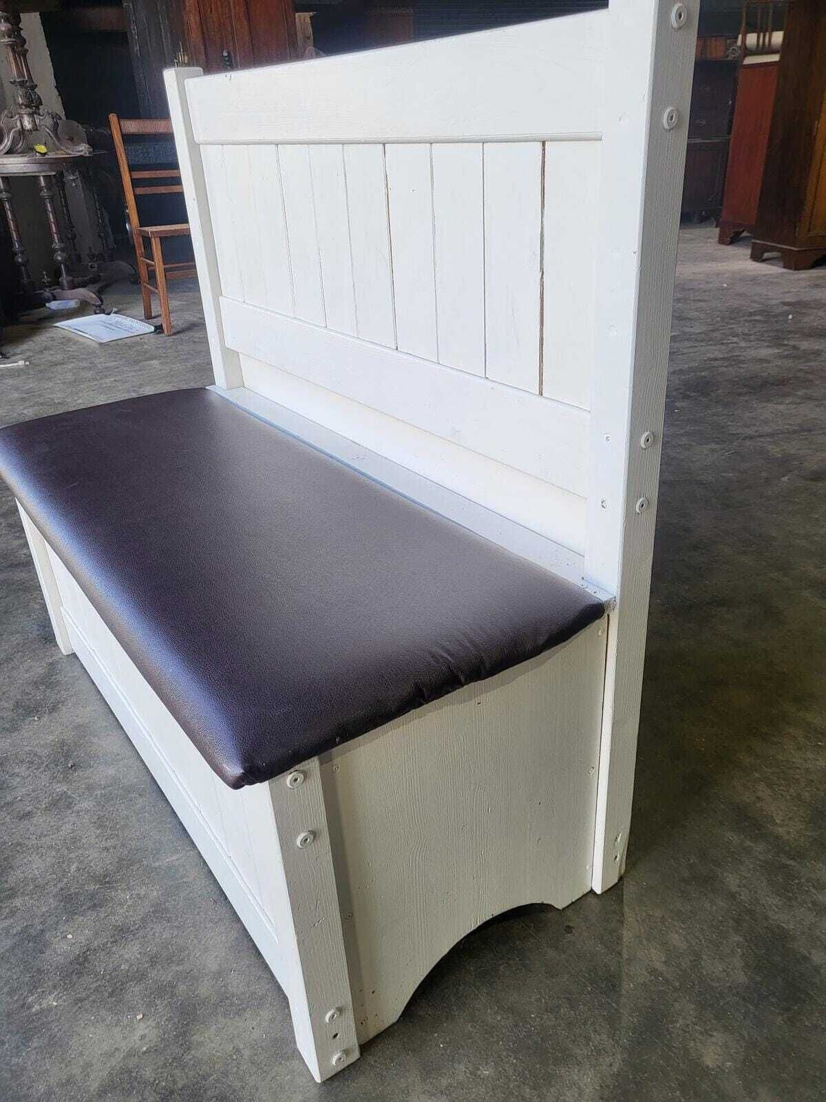 175.0 Small White High Back Storage Bench Hall Seat photo