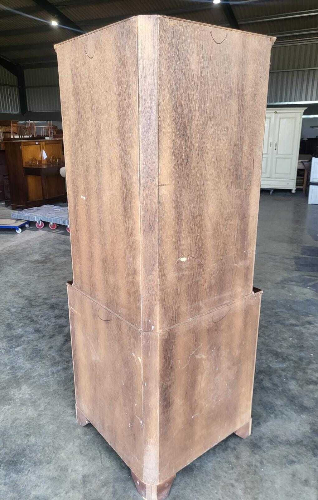 Furniture Antique Repro Large Mahogany Concave Glazed Corner Cabinet photo