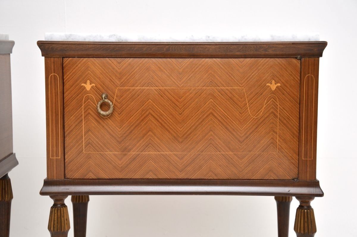 Pair Of Vintage Italian Marble Top Bedside Cabinets photo for sale