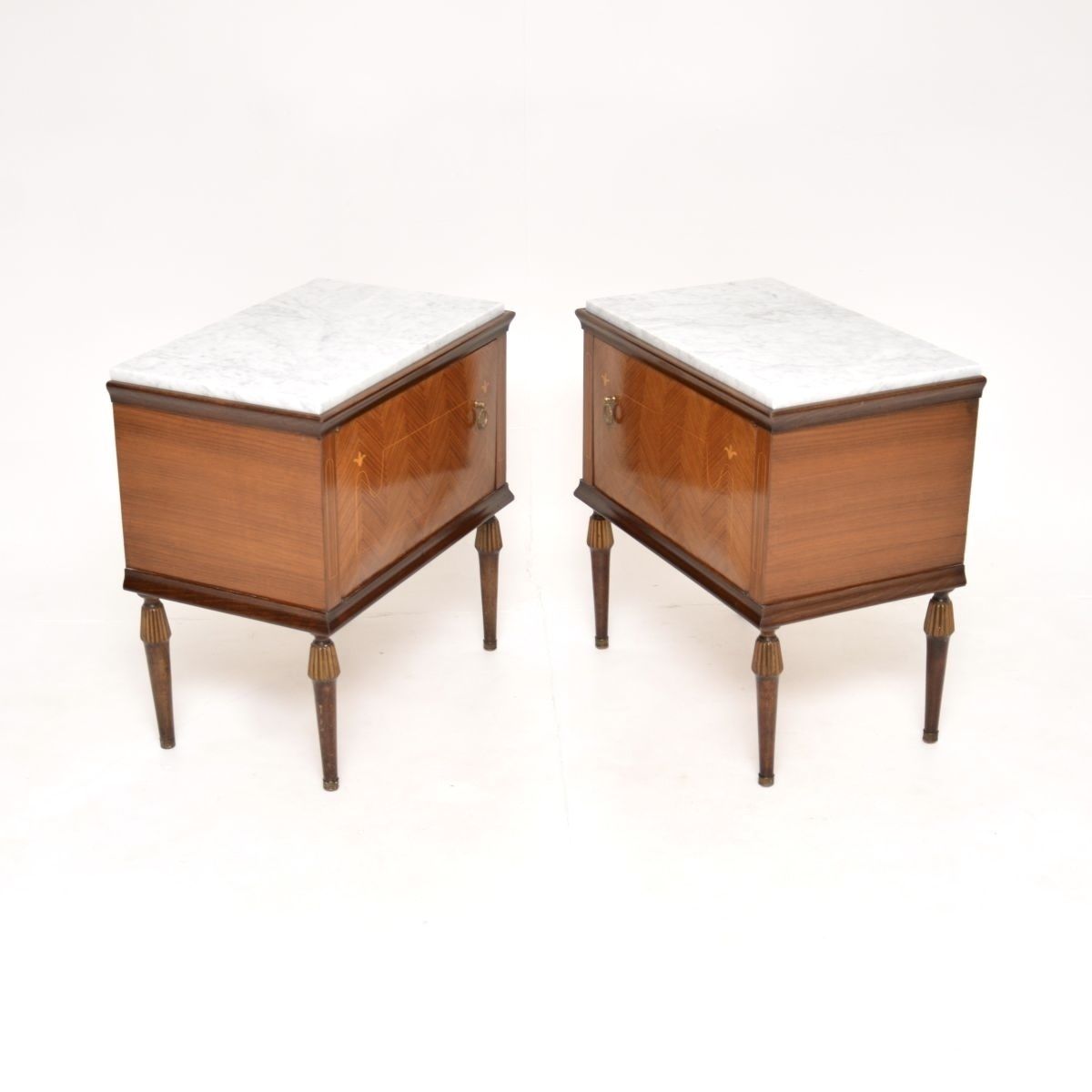 photo for sale Pair Of Vintage Italian Marble Top Bedside Cabinets