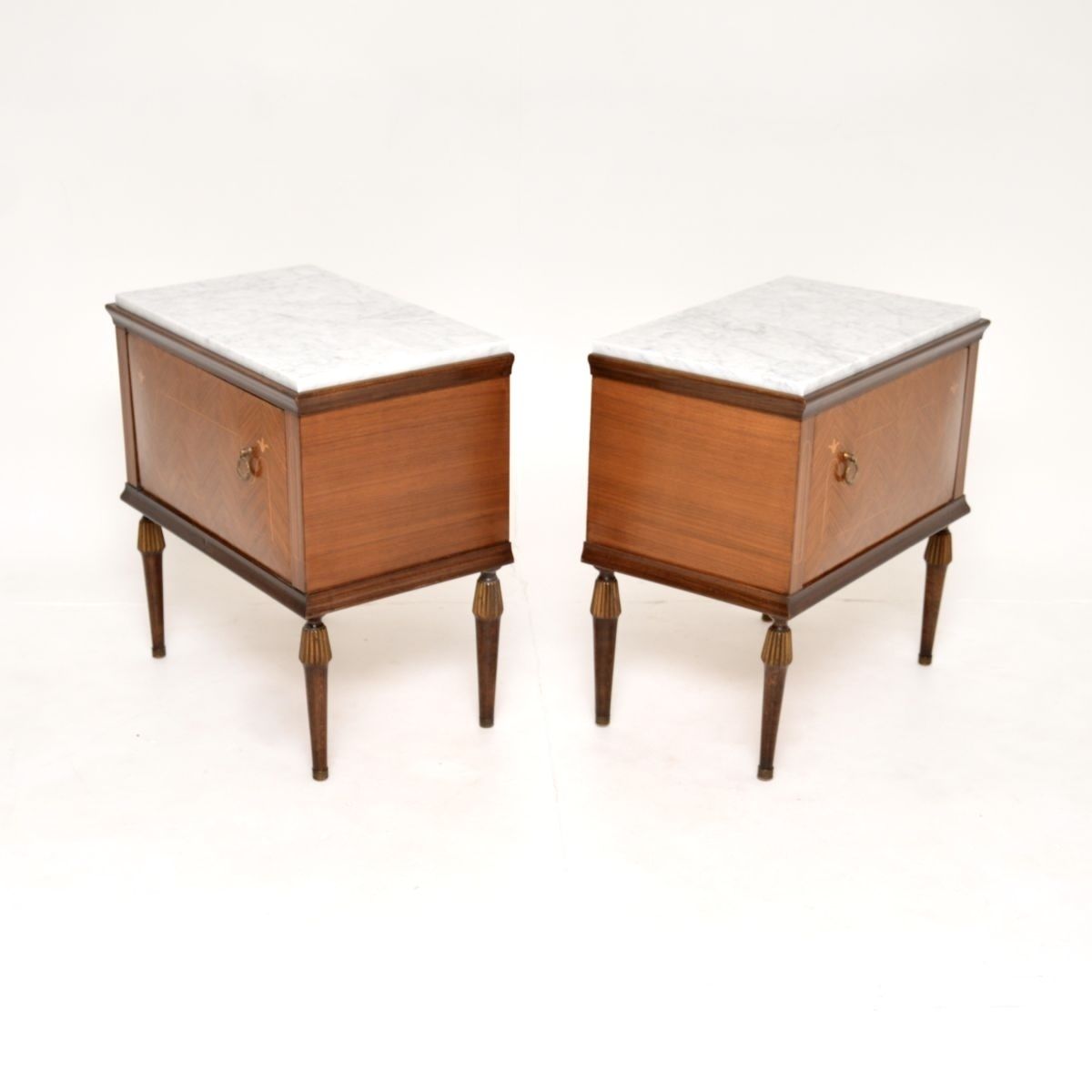 Furniture Pair Of Vintage Italian Marble Top Bedside Cabinets photo