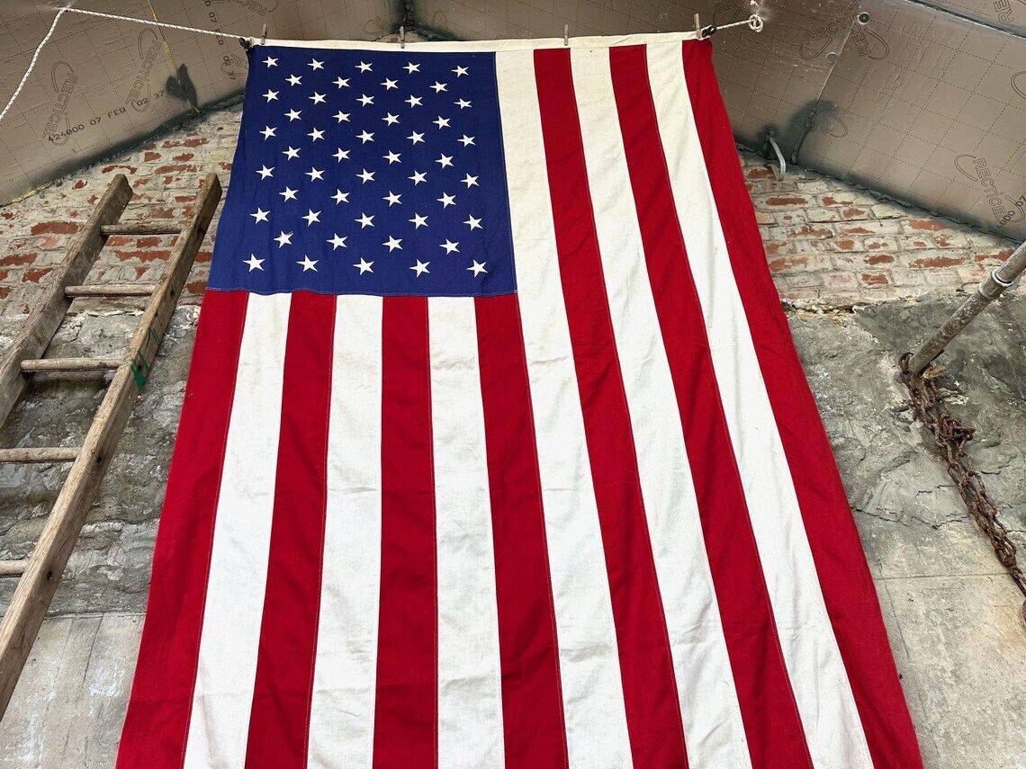 Vintage United States Of America Stars And Stripes USA Flag Very Large photo 195.0