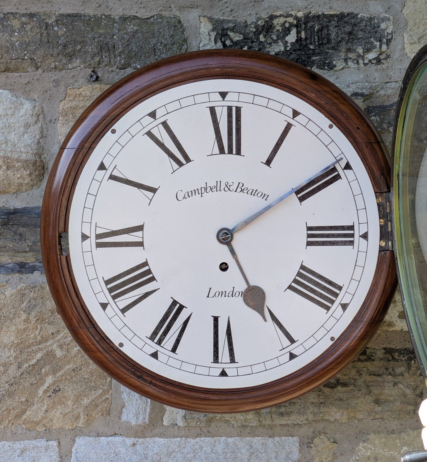 19th Century Mahogany Station Clock London Fusee Movement photo 895.0