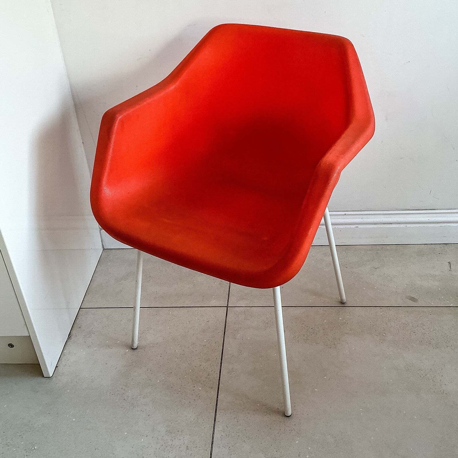 Robin Day For Hille Early Original Orange Hille Bucket Armchair Chair 70s
