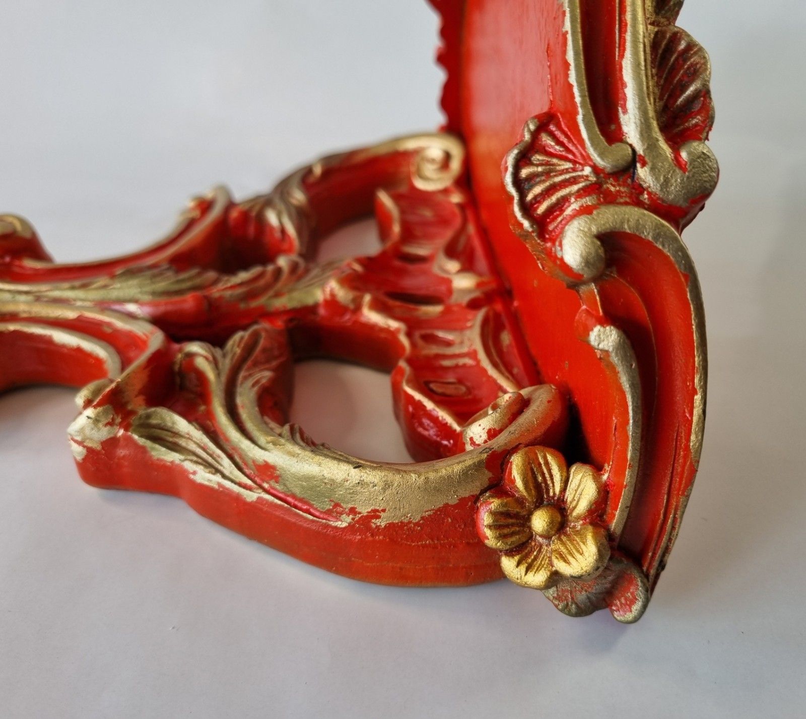 photo vintage 2 Vintage Astonea Ornate Wall Shelf Bracket Console  Gold Red Resin Rococo Style