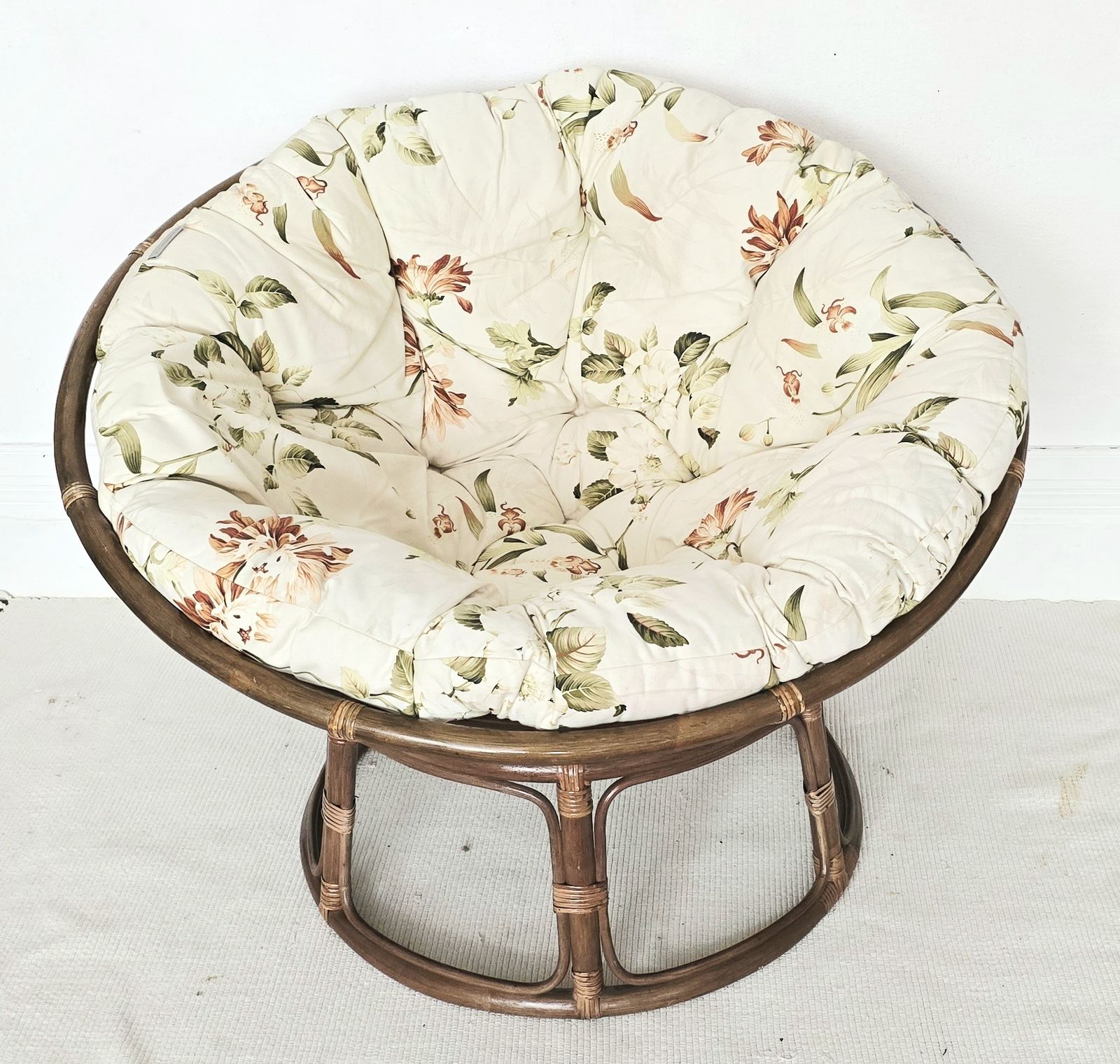 A Mid Century Bamboo Papasan Chair With Original Cushion photo for sale