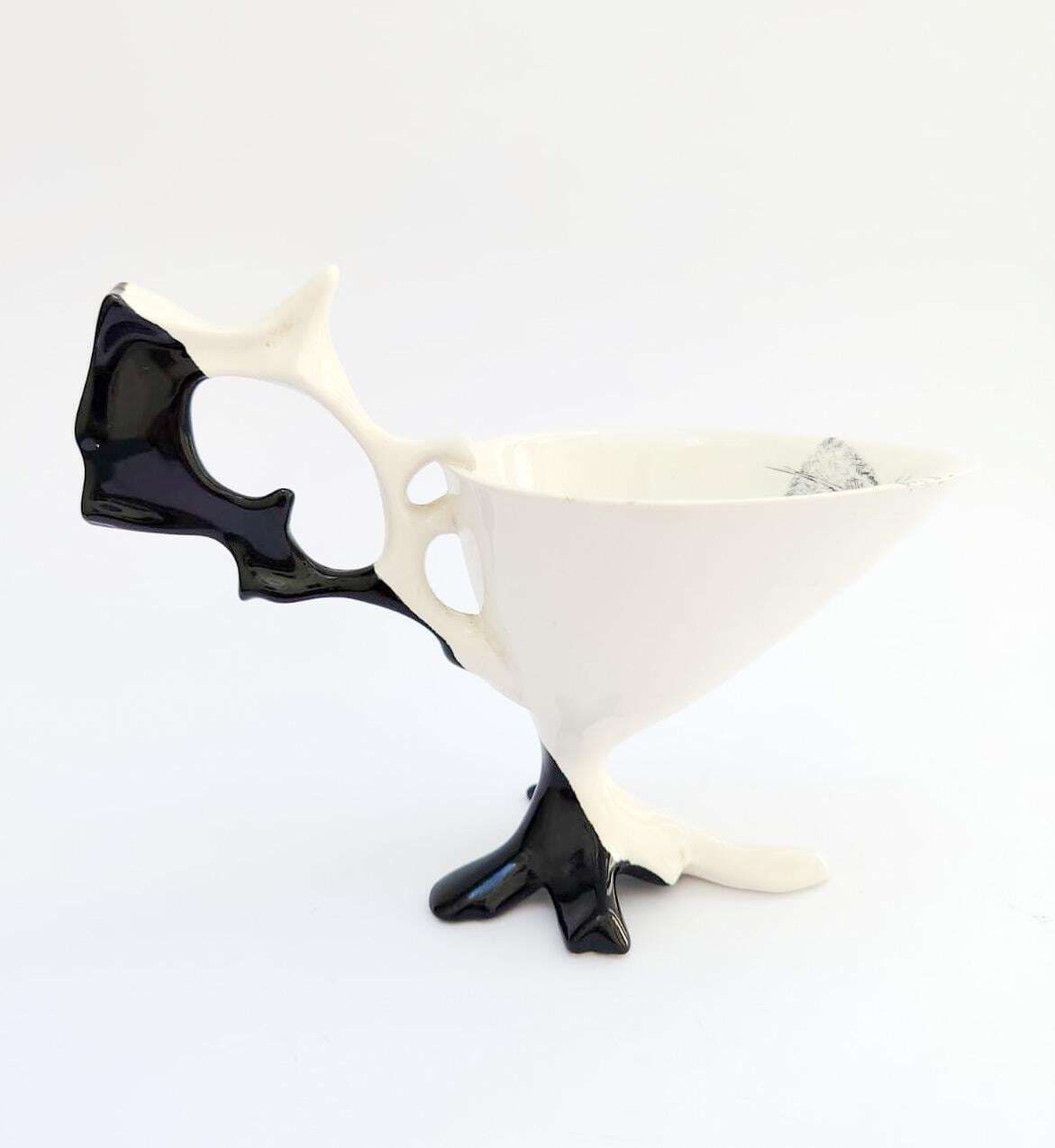Tasse à thé et soucoupe en céramique Antonia Campi Lavenia C73, design vintage mid-century photo vinterior