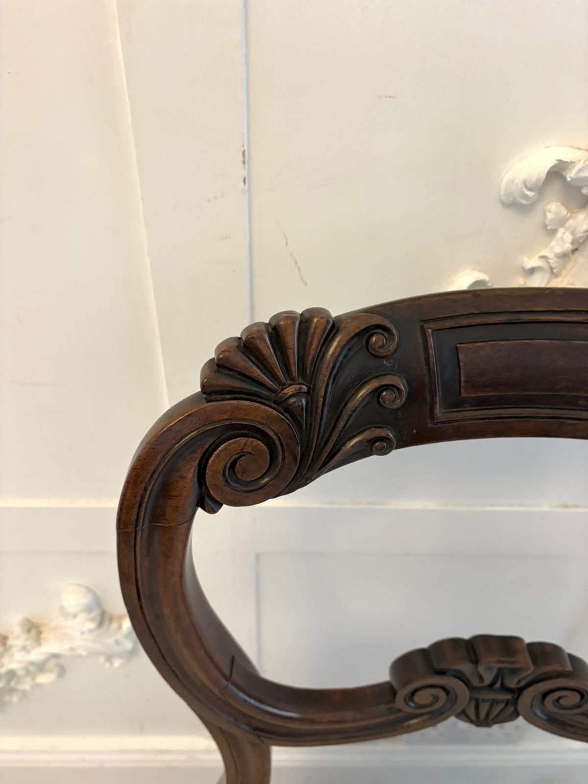 photo for sale Antique Set Of 10 English 19th Century Carved Mahogany Dining Chairs