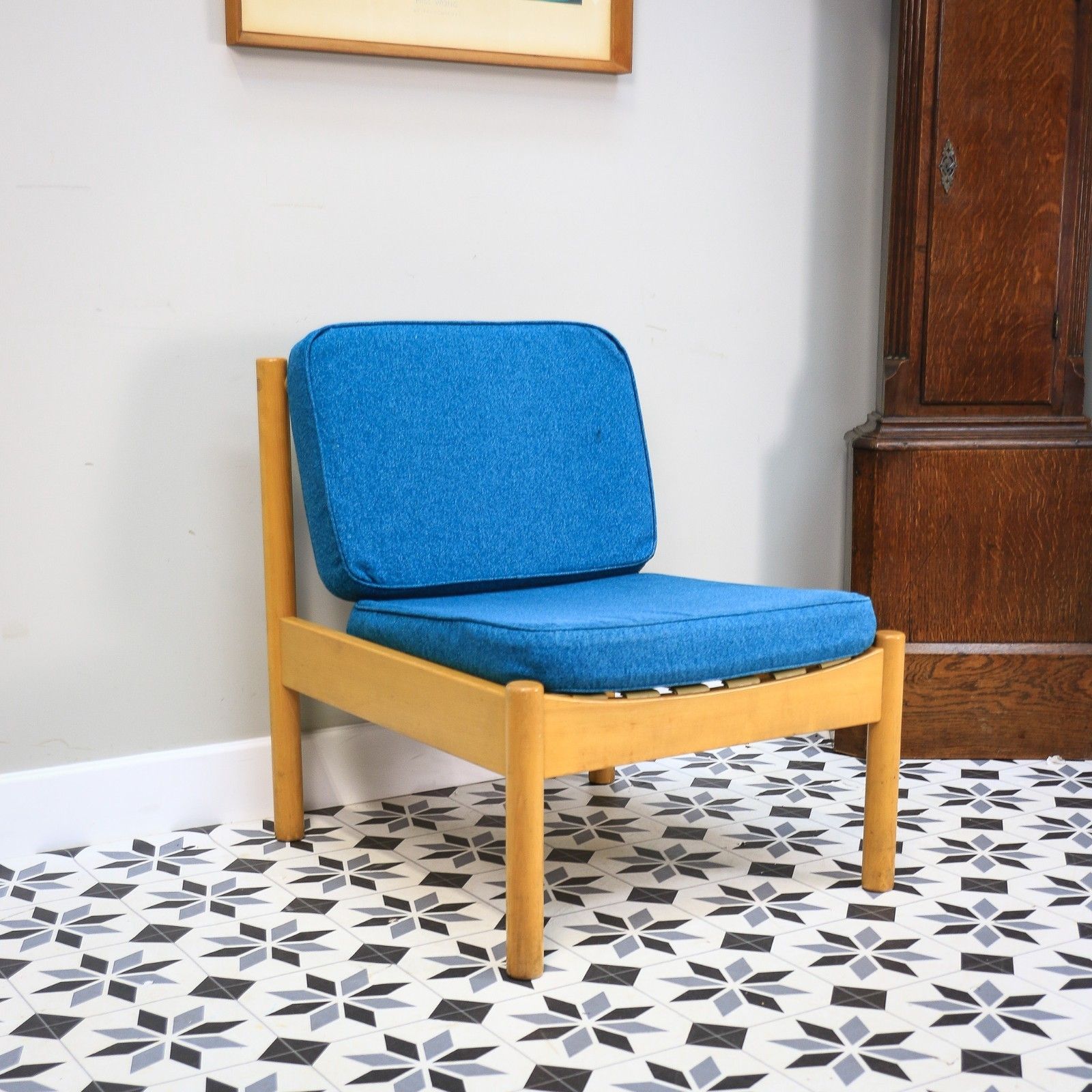 Furniture Ercol 747 Modular Lounge Chairs Set Of 2 In A Teal Blue. photo