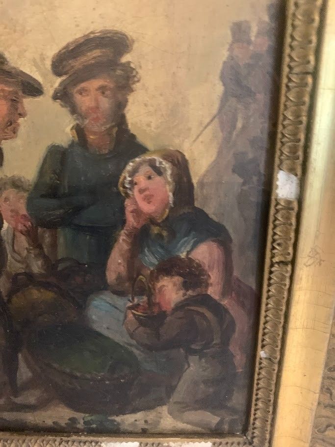 photo for sale Oil On Panel "The Family Scene" 19th Century