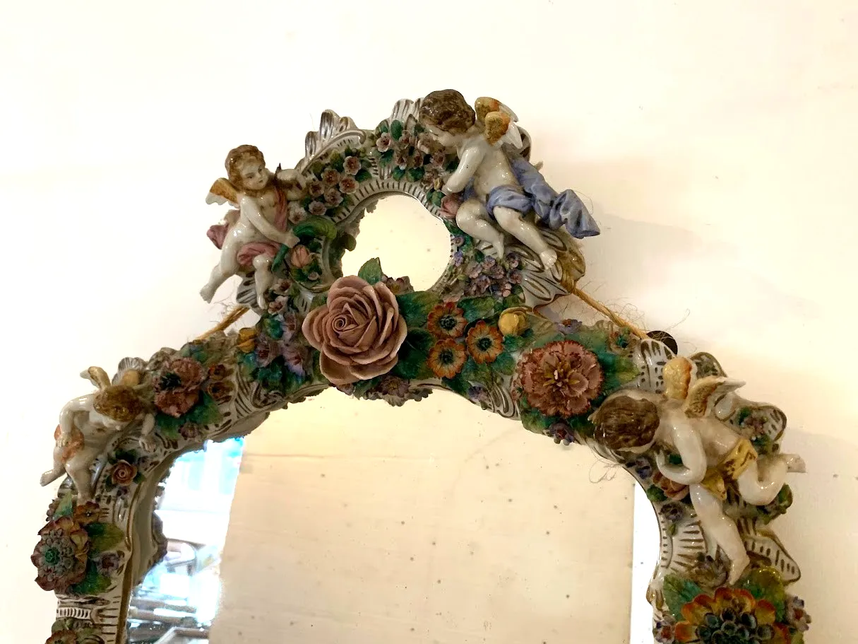 Polychrome Porcelain German Porcelain Candle Holder Mirror photo vintage
