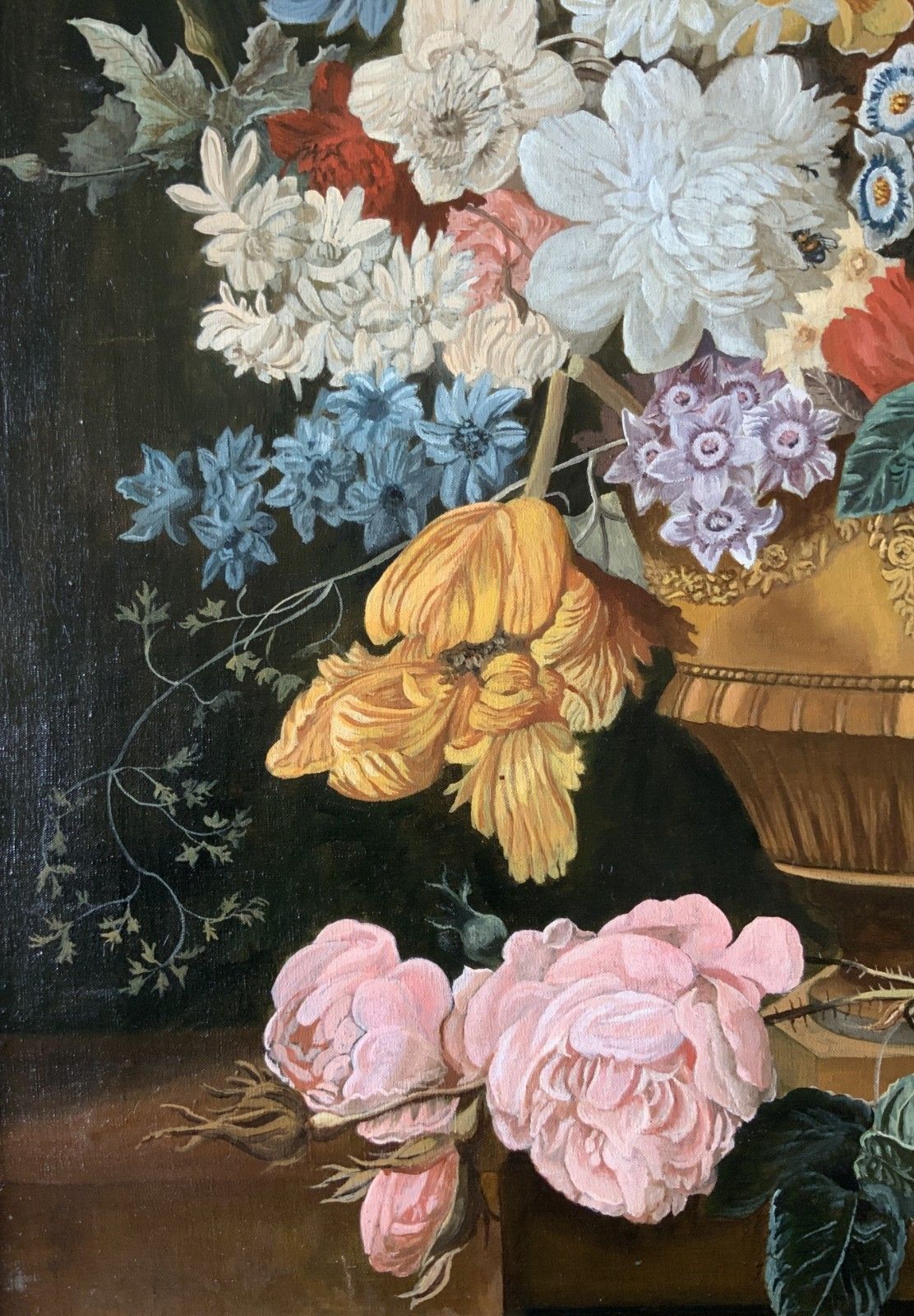 Art Large Dutch Still Life Oil Painting 18thc Style Floral & Birds Nest (2 Of 2) photo