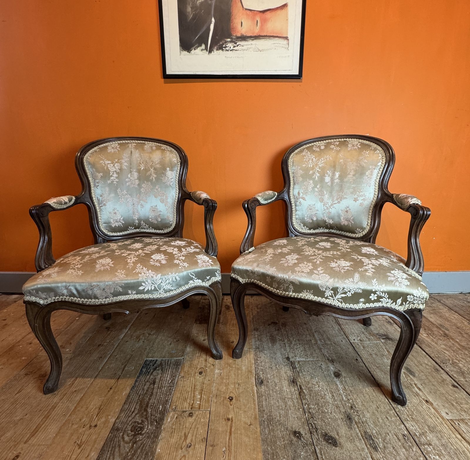 Pair Of Antique French Open Armchairs Fauteuils photo furniture