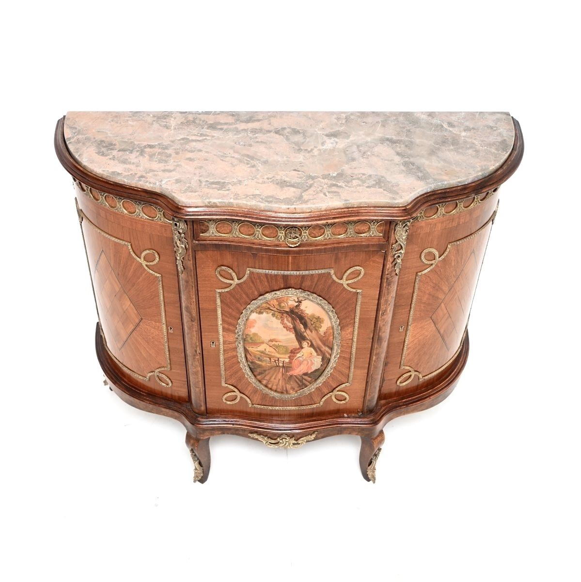 Antique French Marble Top Painted Cabinet photo for sale