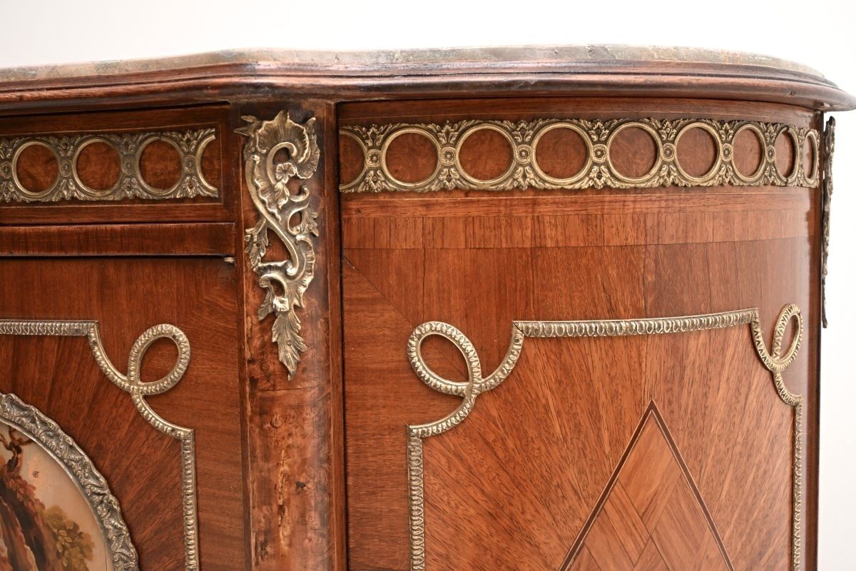 2048.0 Antique French Marble Top Painted Cabinet photo