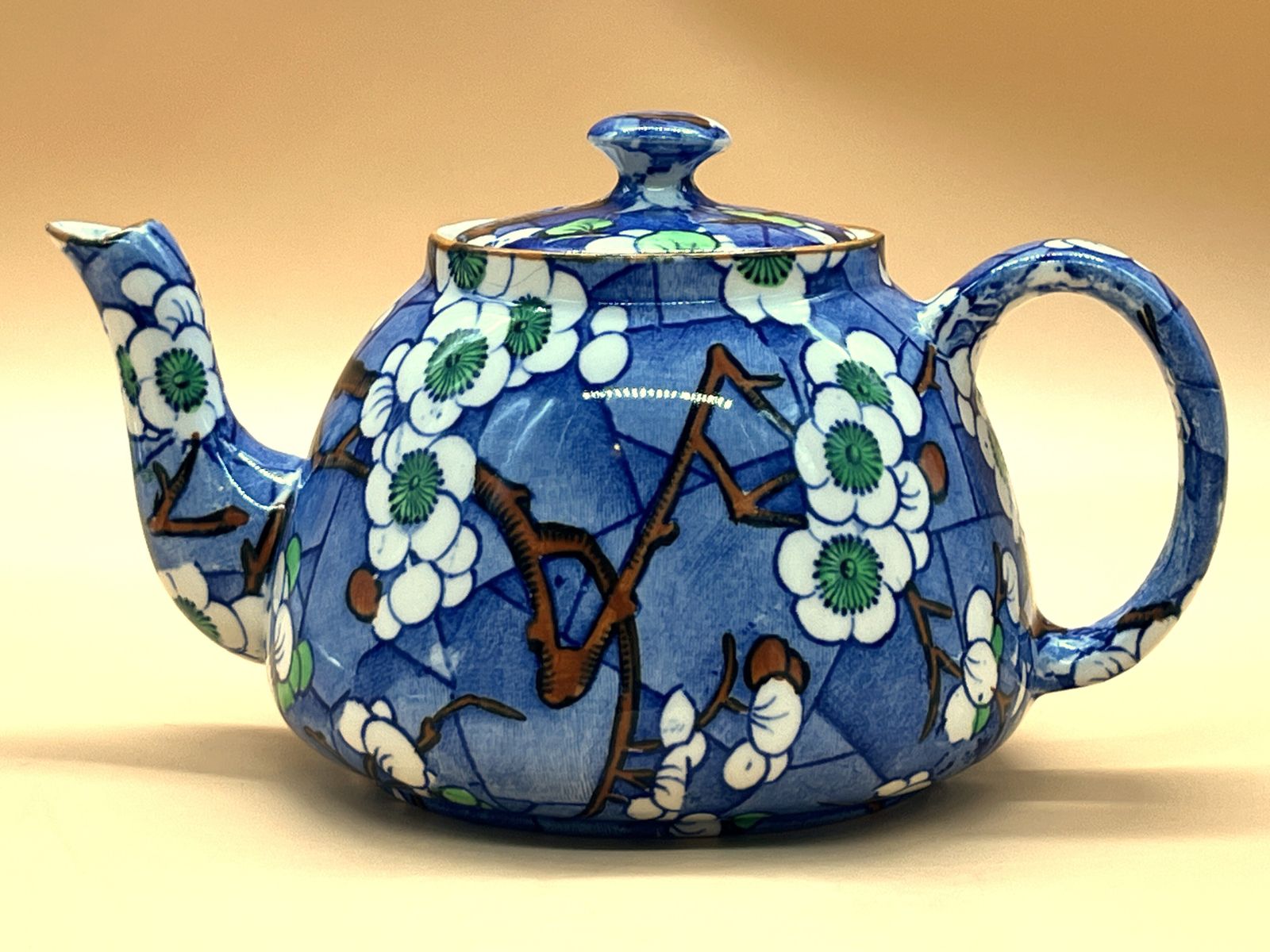 Art Deco Frederick Rhead Bursley Ware Cherry Blossom Design Teapot For 2. C1920's.