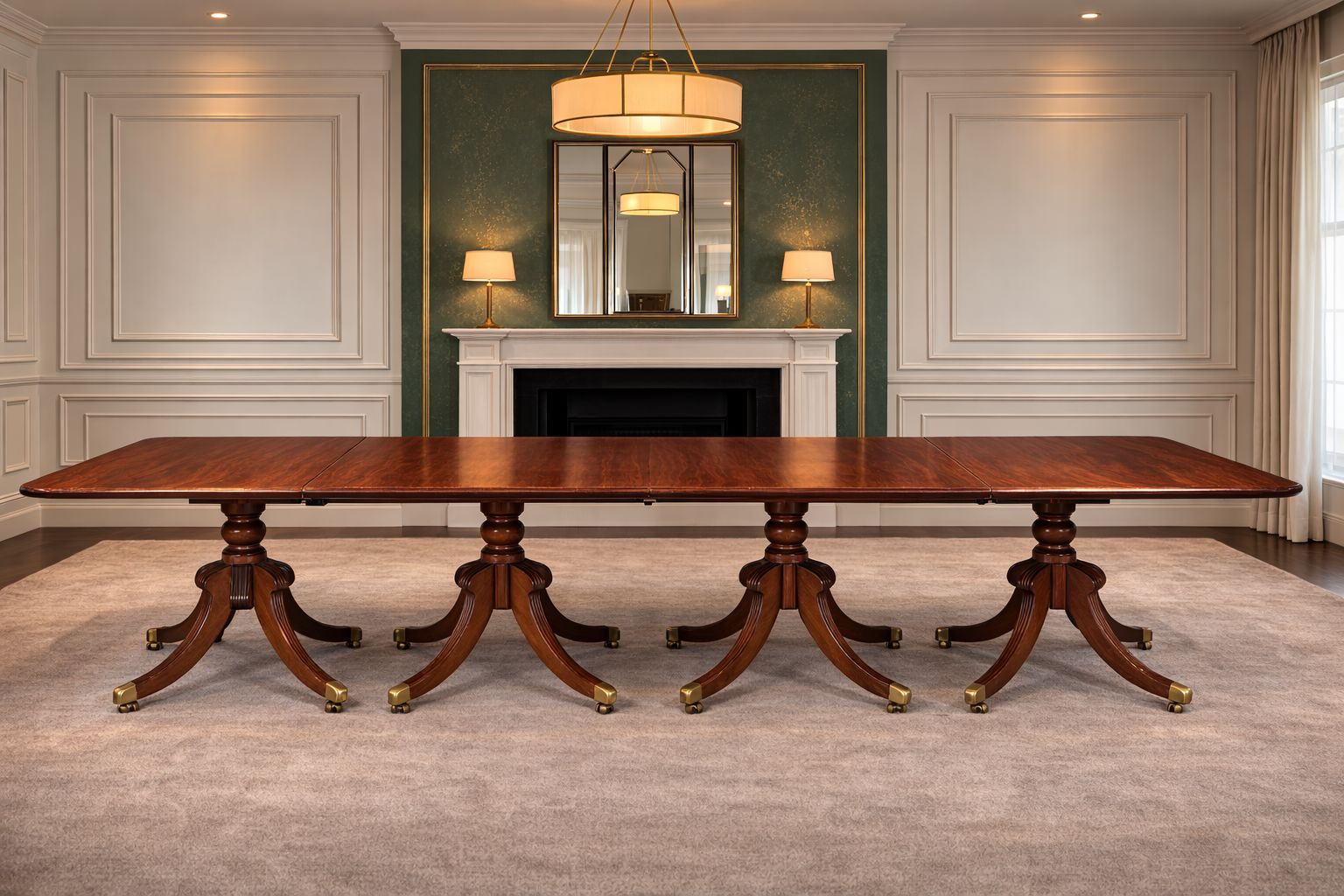 Exceptional ​​Antique Four Pedestal Dining Table With Three Leaves To Seat 24 photo 108000.0