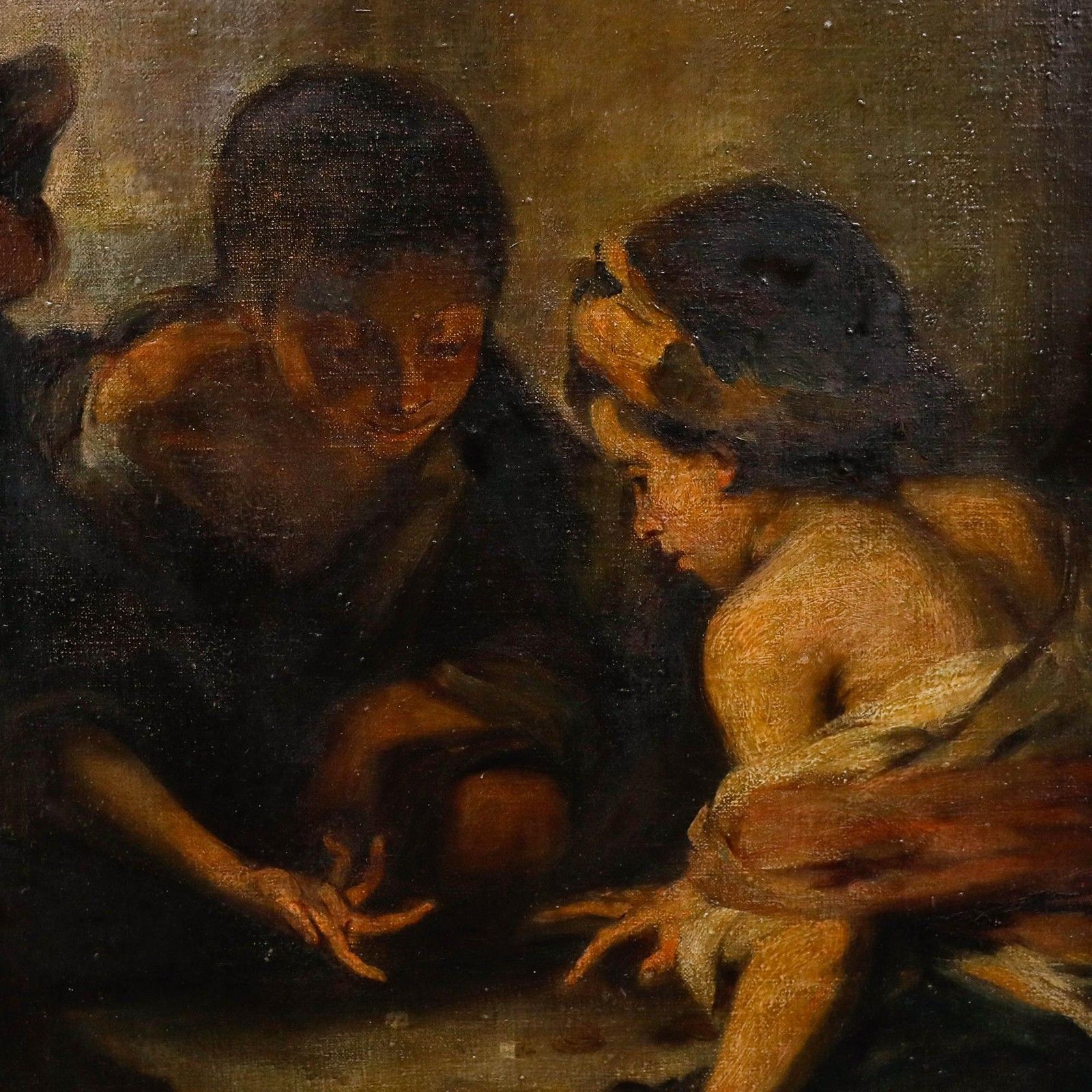 After Murillo (1617 1682) Framed 19th Century Oil, Beggar Boys Playing Dice photo buy