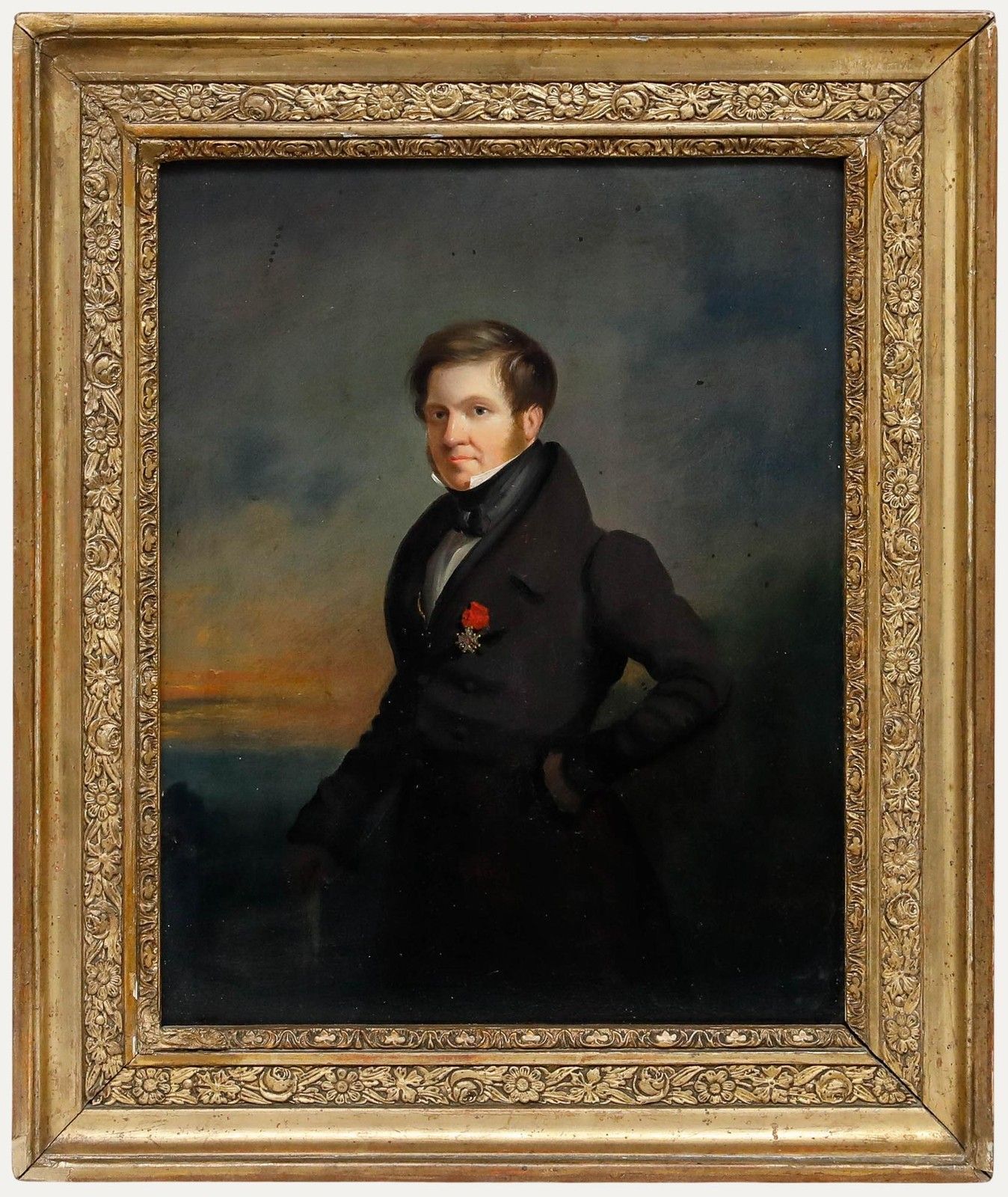 Romantic 19th Century Oil French Gentlemen With Legion Of Honour