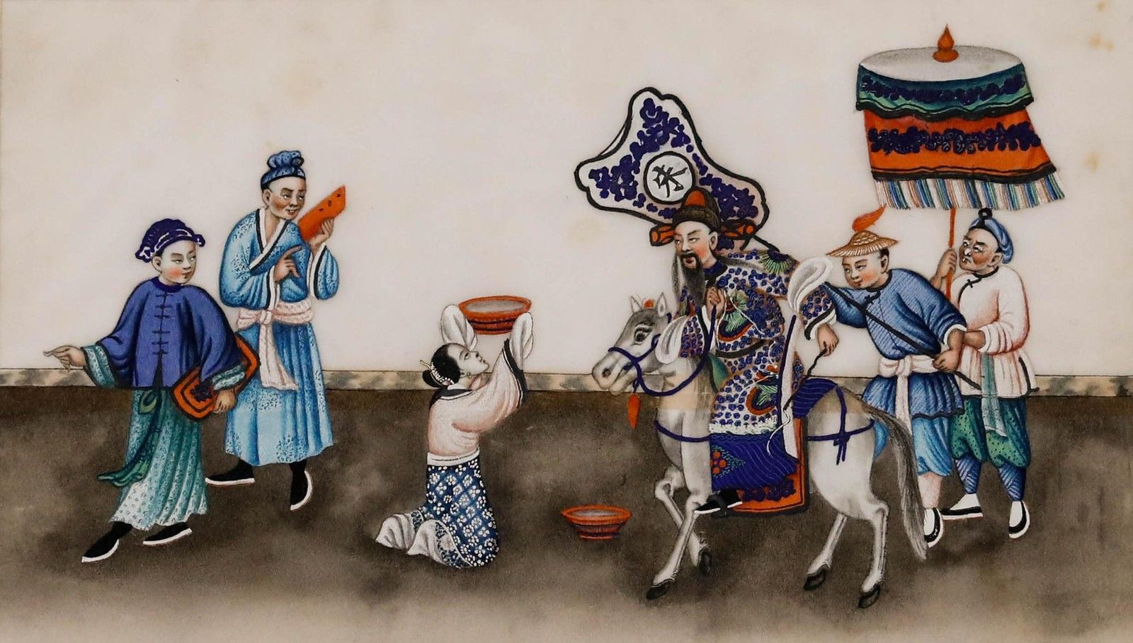 Chinese School 19th Century Watercolour The Arrival Of The Emperor photo furniture