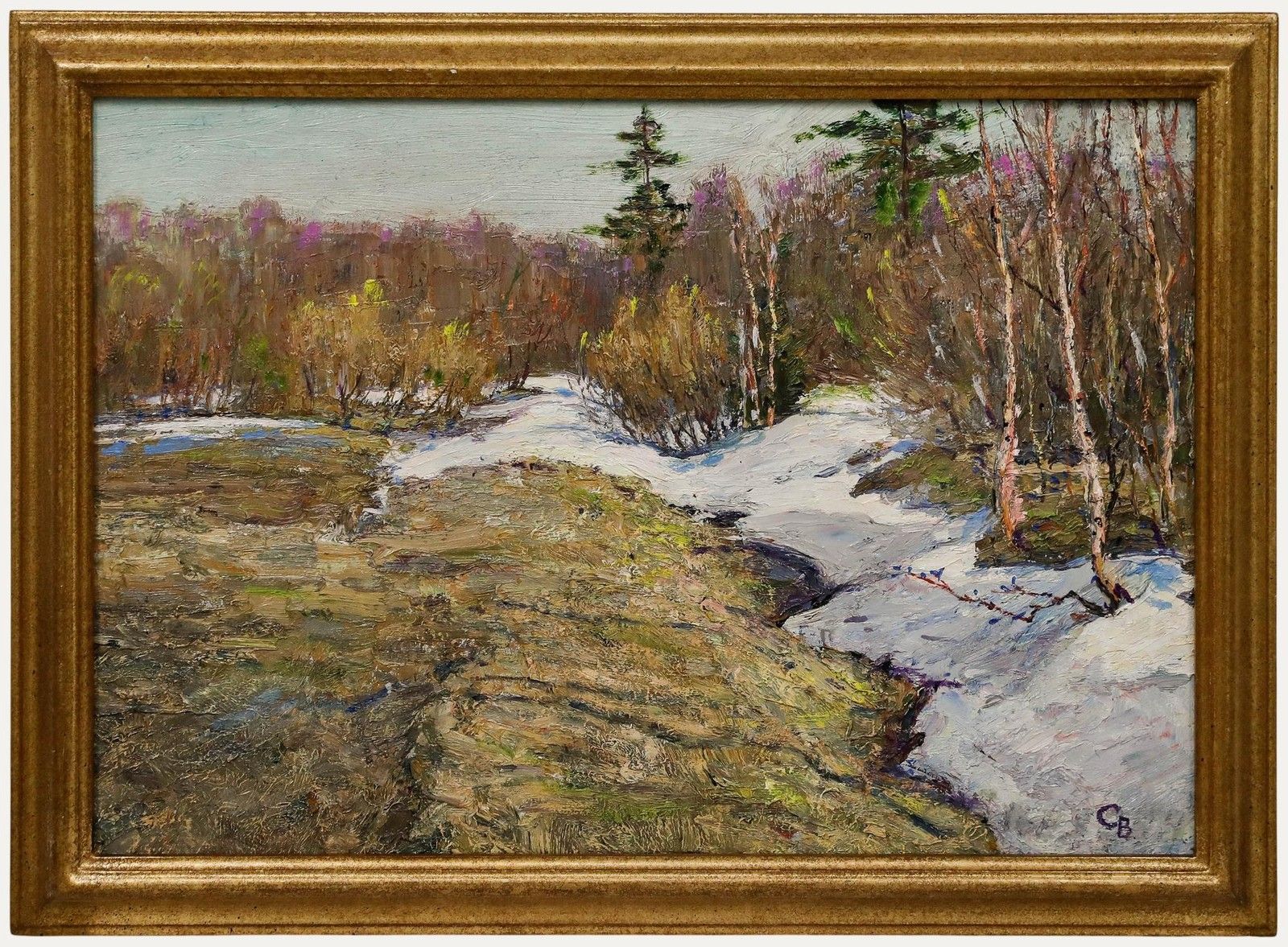 Vladimir Skriabin (1927 1989) Framed Mid 20th Century Oil, Last Snow
