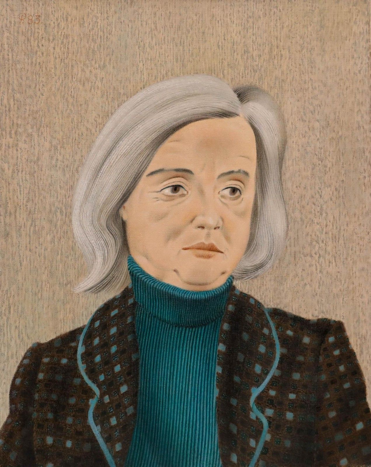 Francis Plummer (1930 2019) 20th Century Oil, The Teal Turtleneck photo furniture
