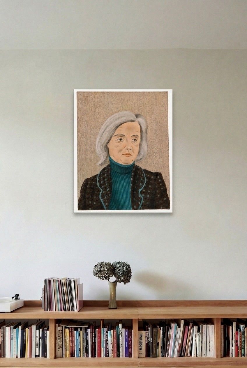 Francis Plummer (1930 2019) 20th Century Oil, The Teal Turtleneck photo for sale