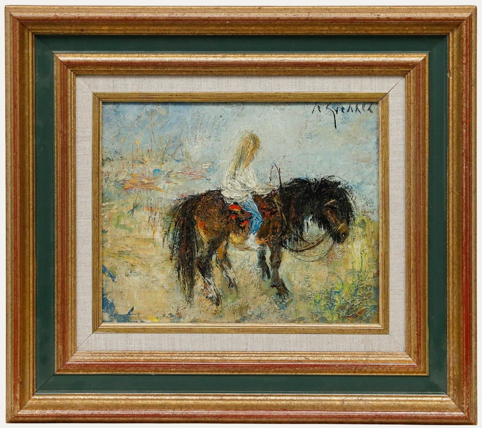 Jean Le Guennec (1924 1988) Framed Mid 20th Century Oil, Girl With A Pony