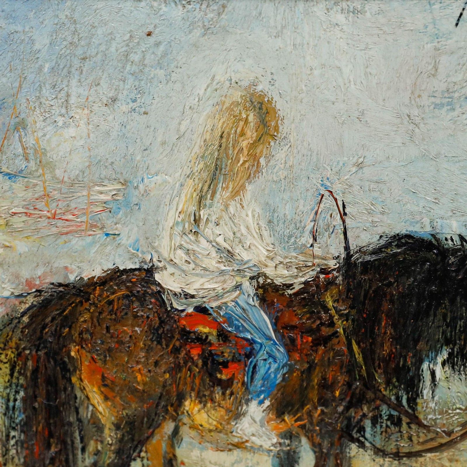 Jean Le Guennec (1924 1988) Framed Mid 20th Century Oil, Girl With A Pony photo 350.0